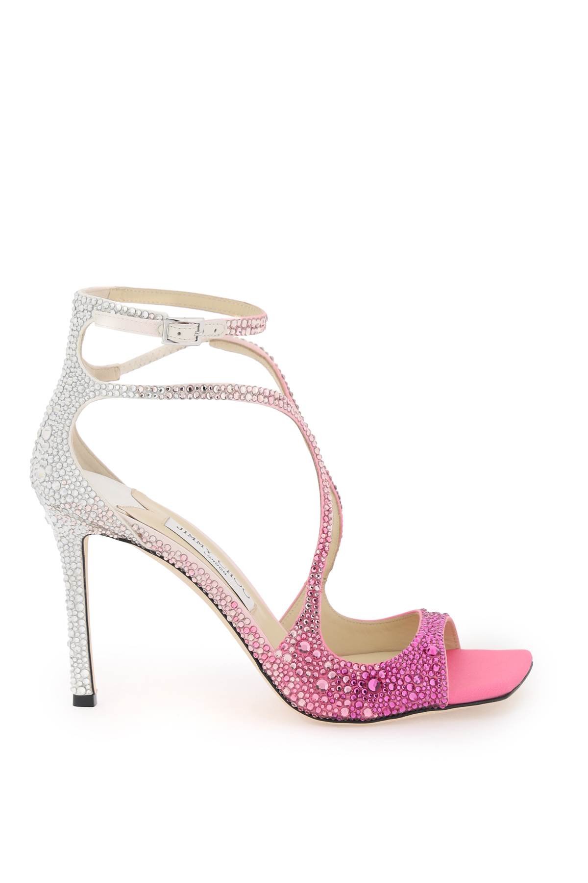 Shop Jimmy Choo Azia 95 Pumps With Crystals In Candy Pink Crystal (fuchsia)