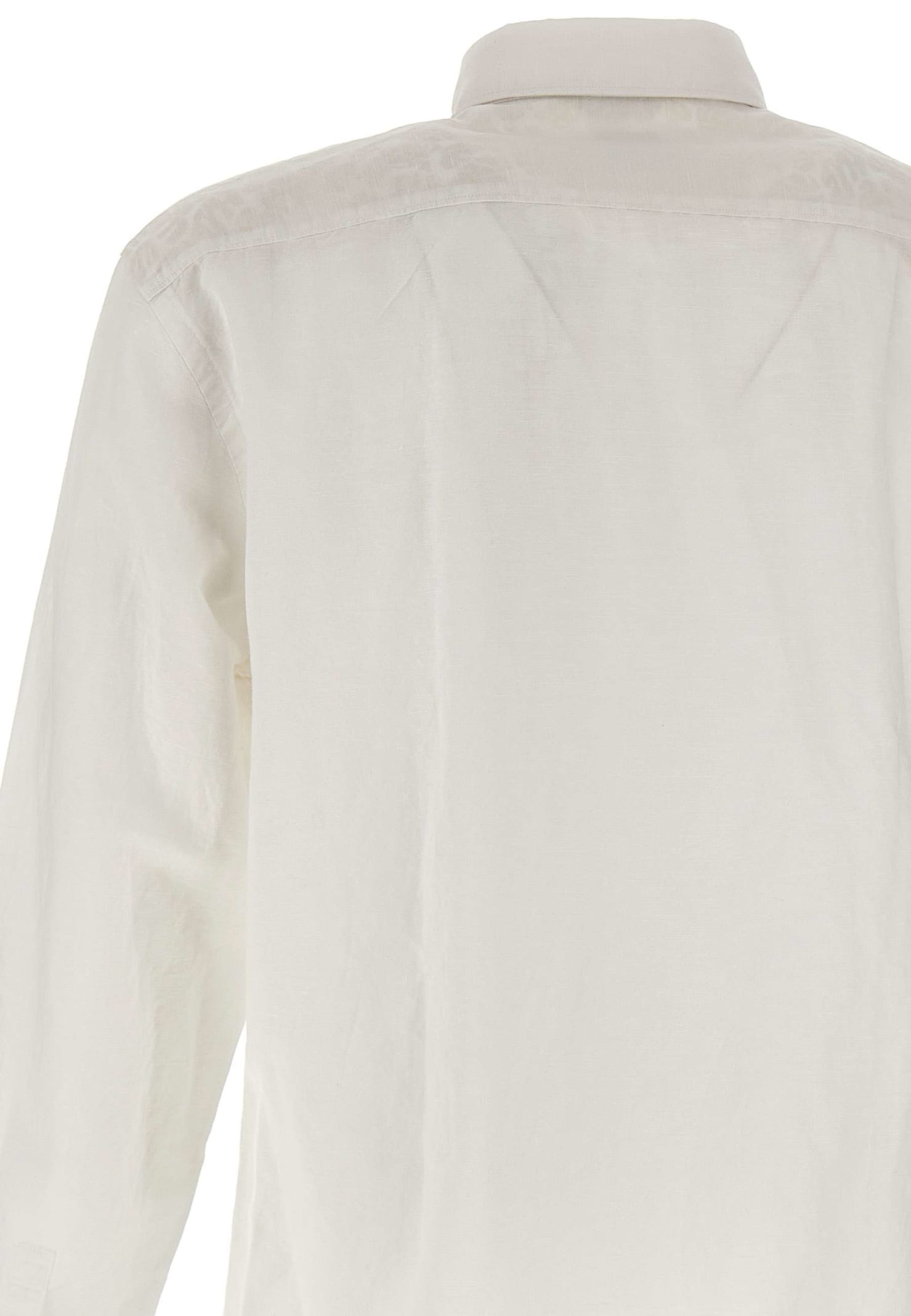 Shop Hugo Boss C-hal-kent Cotton And Linen Shirt In White