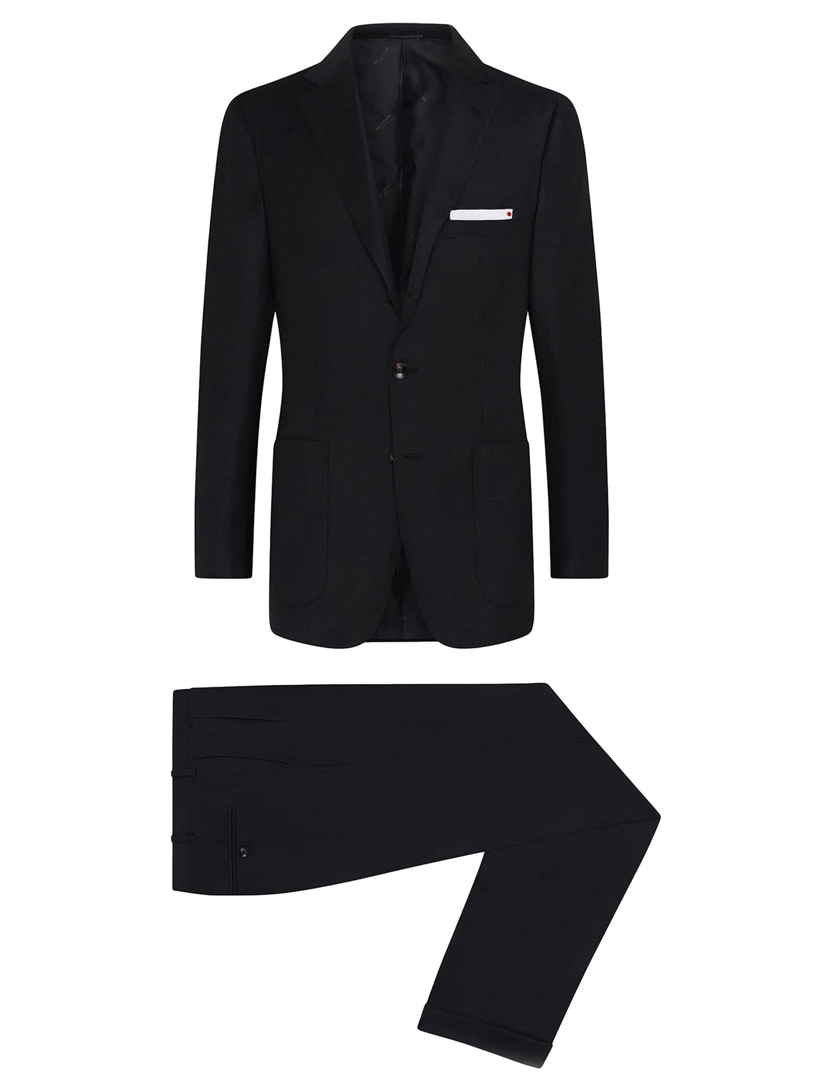 Shop Kiton Suit Wool In Anthracite