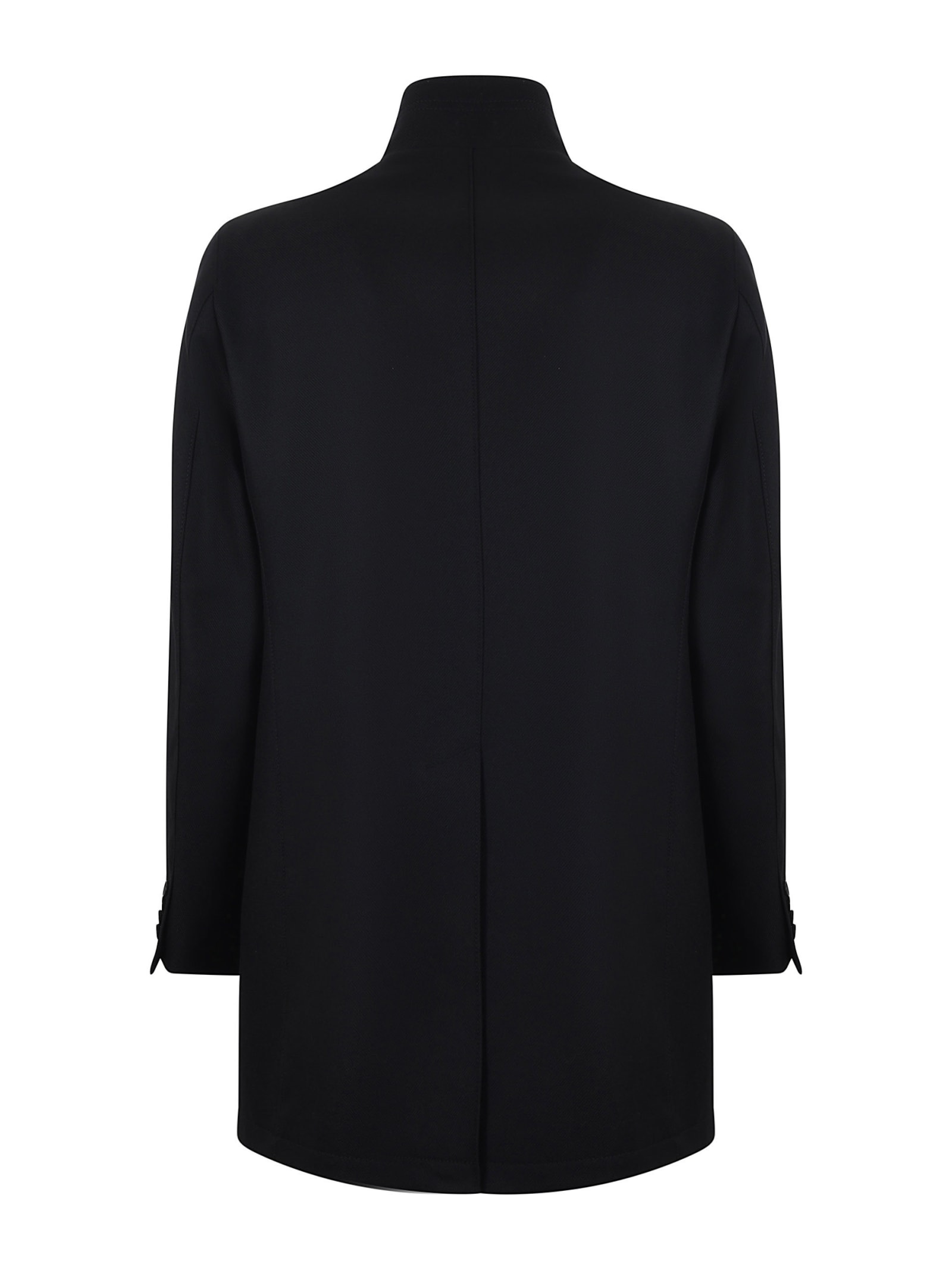 Tagliatore Gordon Wool-blend Gabardine Fabric Coat In Black