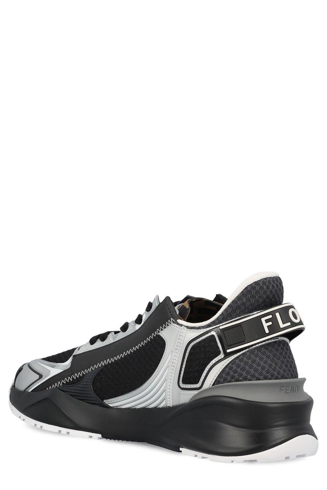 Shop Fendi Flow Lace-up Sneakers In Pxv Sil Nero Antr