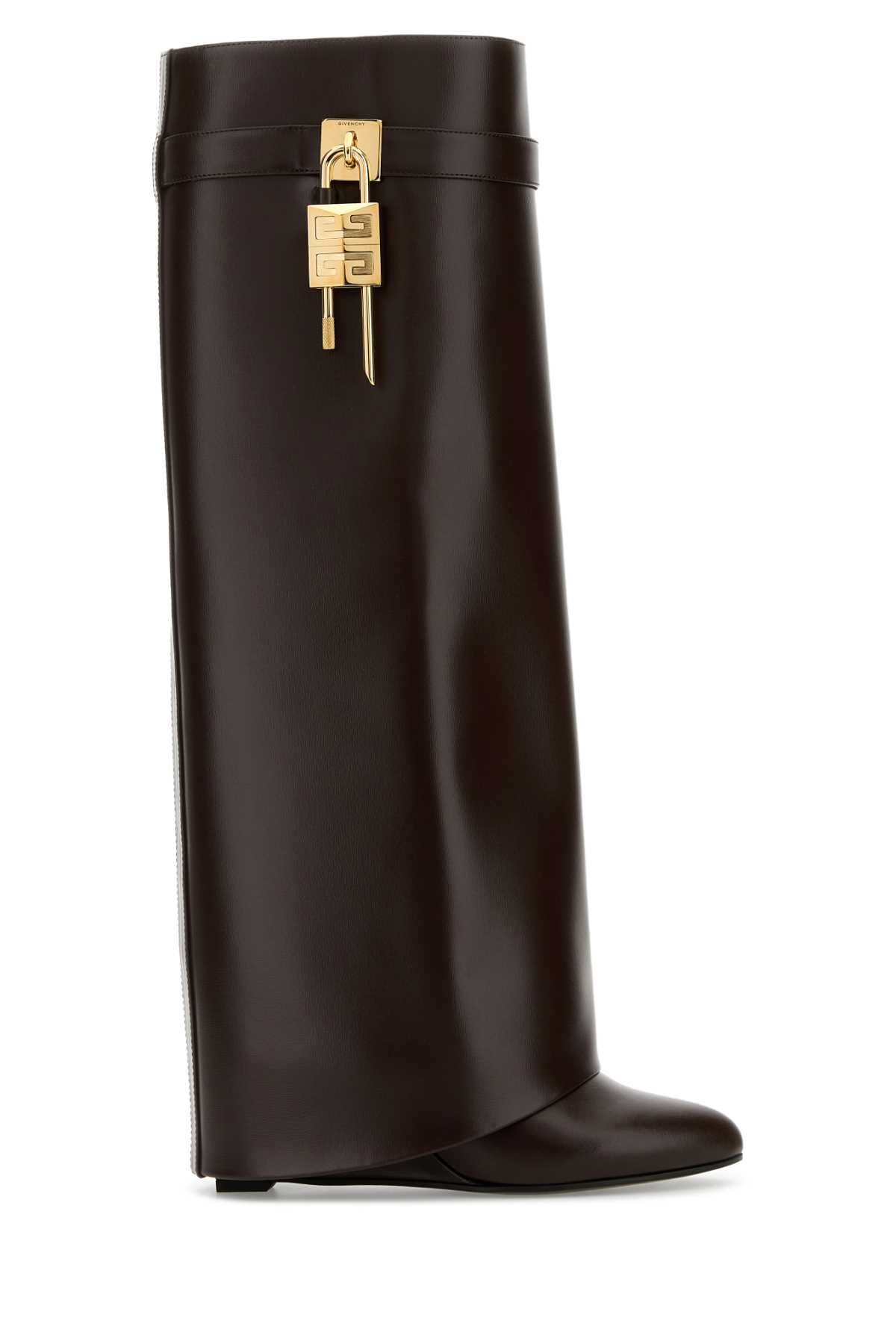 Givenchy Brown Leather Shark Lock Boots