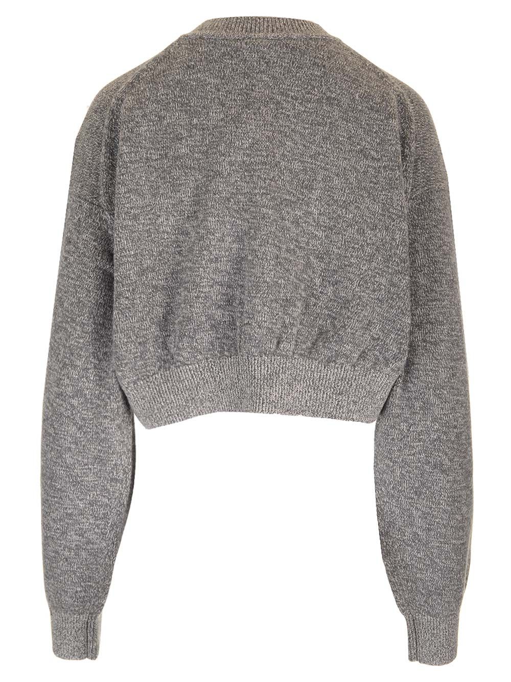 Alexander Wang Knit Cropped Cardigan In Grey