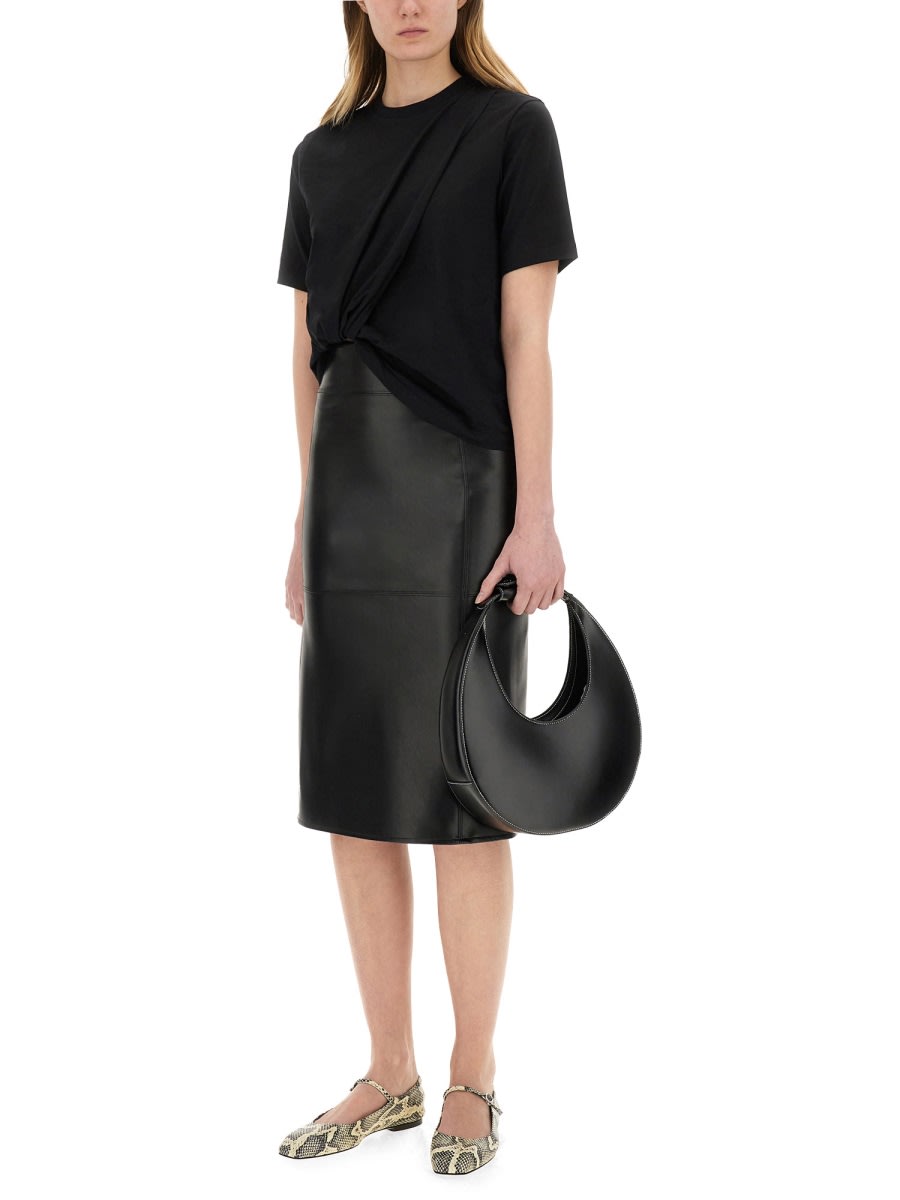 Msgm Asymmetrical T-shirt Knot Detail In Black
