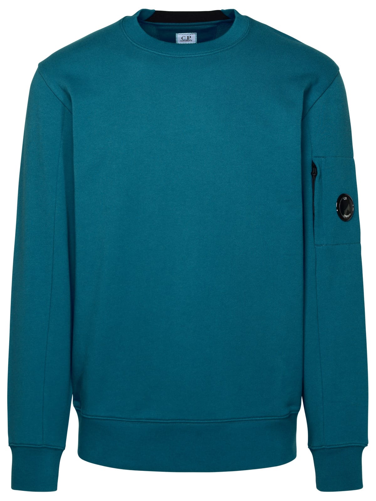 Shop C.p. Company Diagonal Raised Fleece Blue Cotton Sweatshirt
