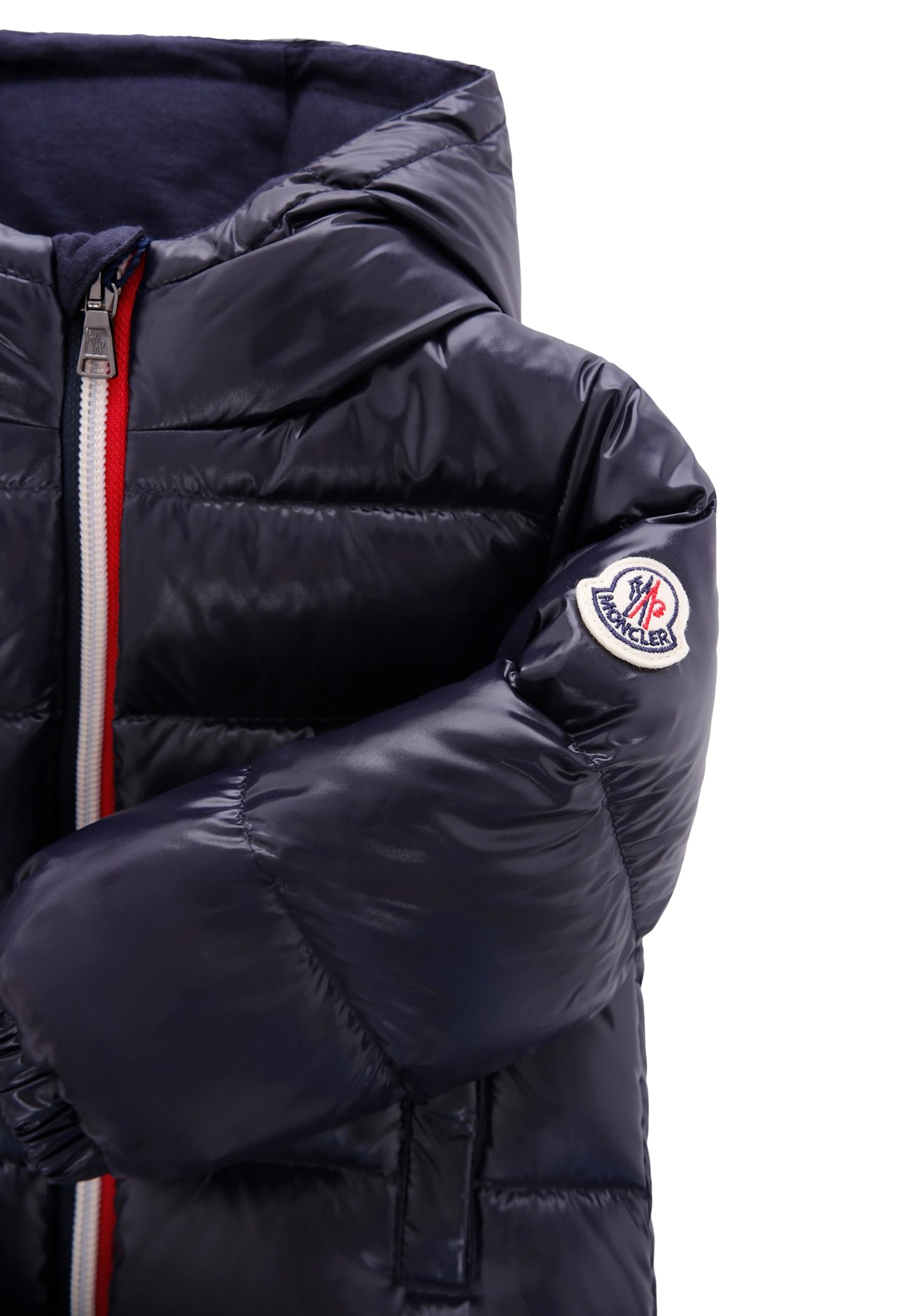 Moncler Blue New Aubert Down Jacket For Baby Boy With Logo In Blue