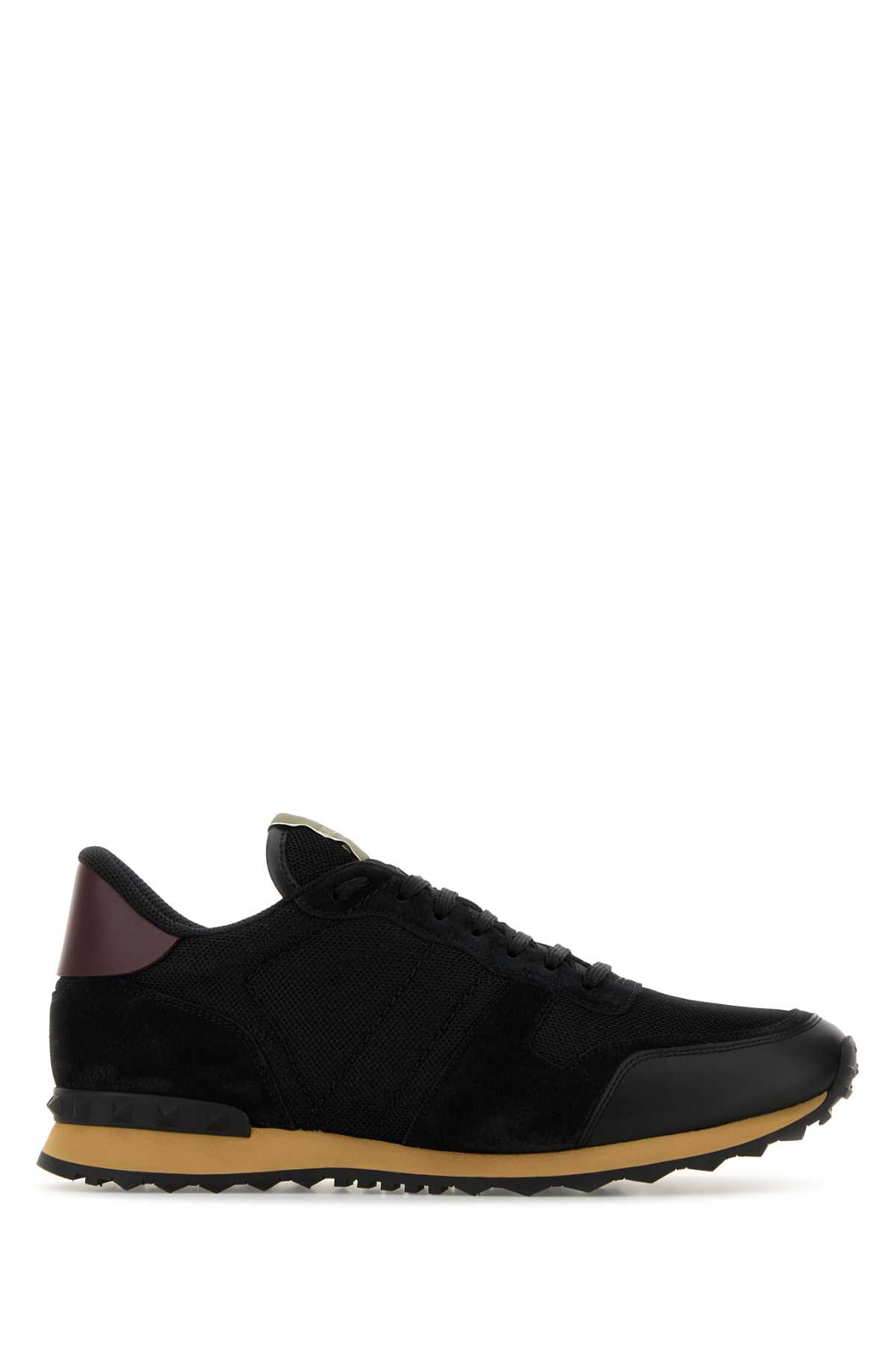 Shop Valentino Black Fabric And Suede Sneakers In Neroneroneronerorubinbeneronero