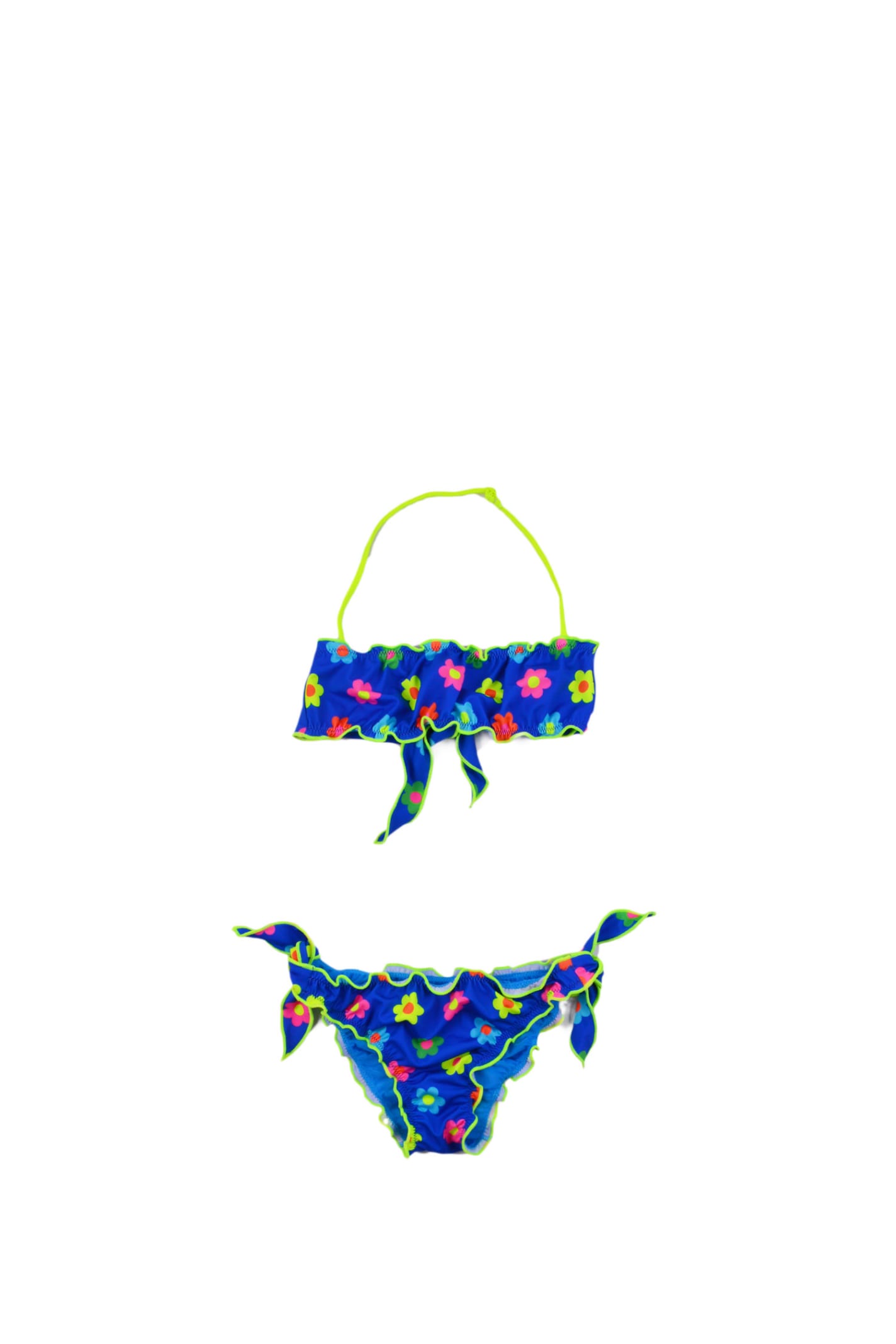 Mc2 Saint Barth Kids' Bikini Swimsuit With Flower Print In Multicolor