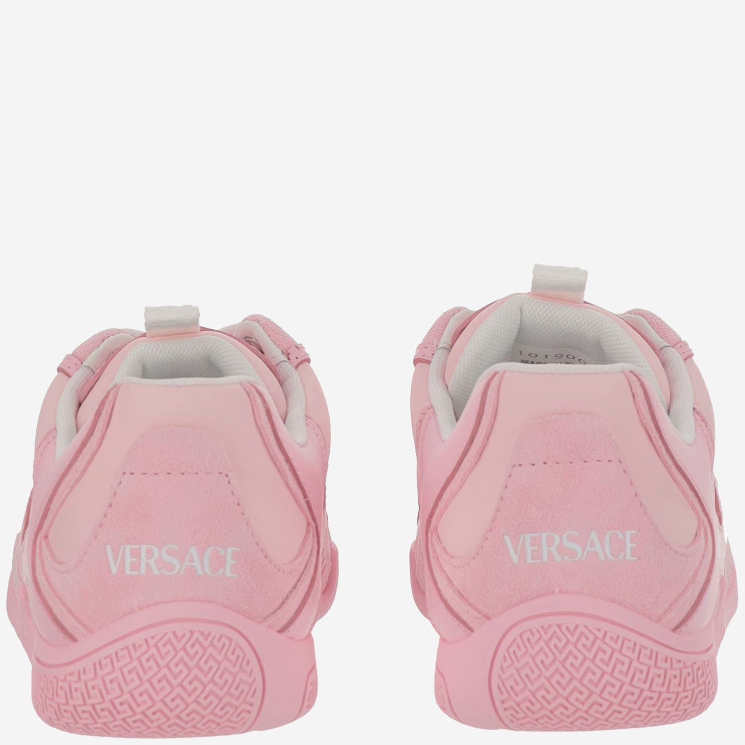 Versace Galaxia Mixed Leather Fashion Sneakers In Pink