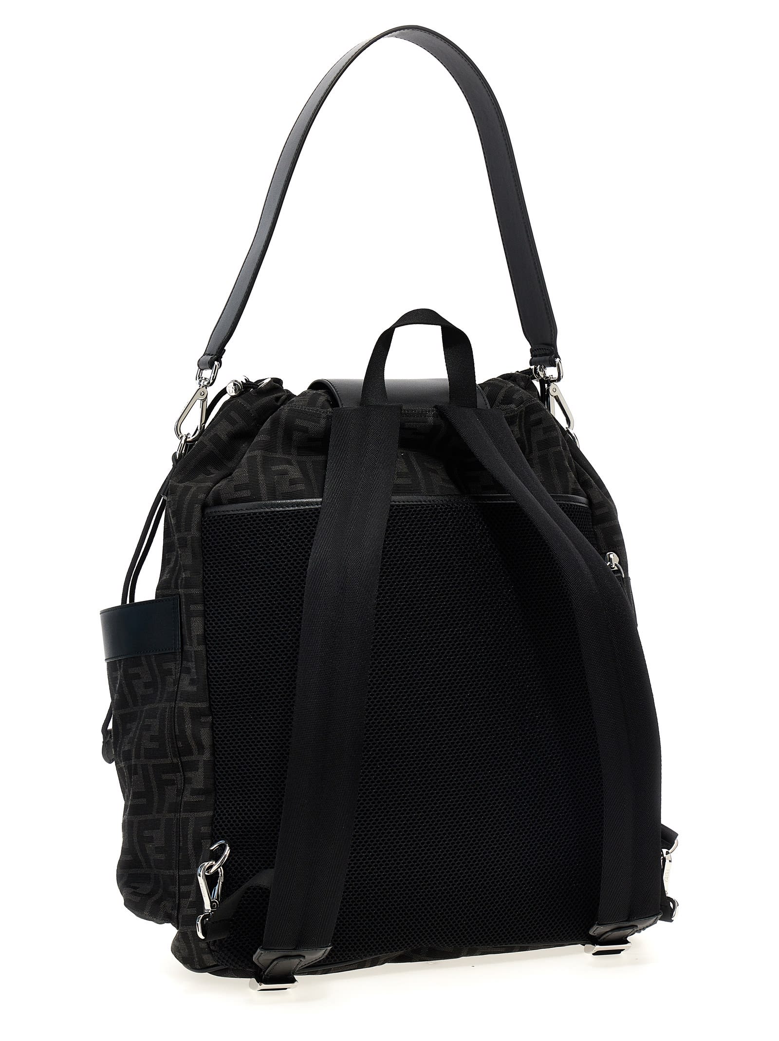 Shop Fendi Strike Large Backpack In Npn Asfalto Nero Palladio