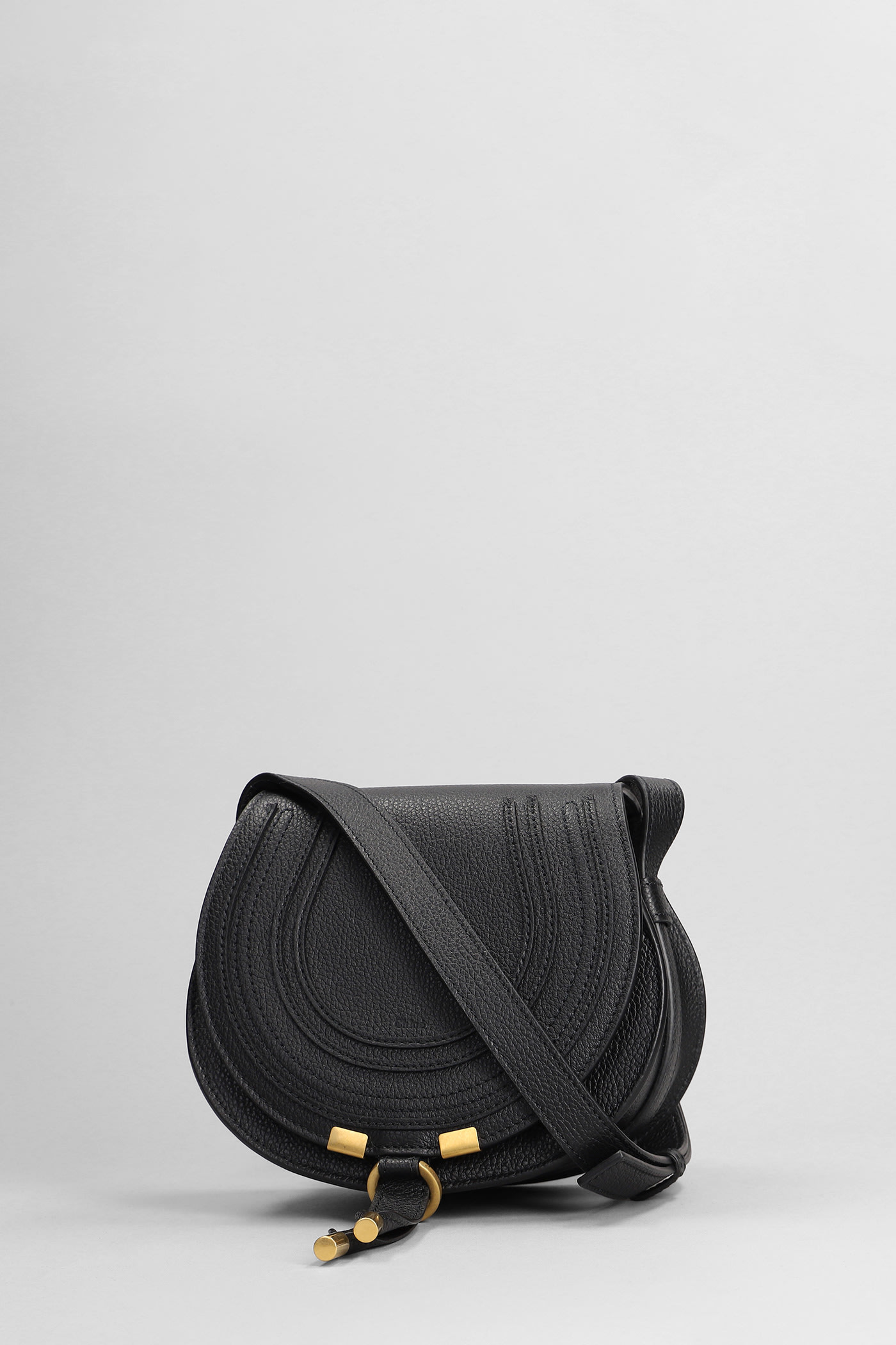 Shop Chloé Mercie Small Shoulder Bag In Black Leather