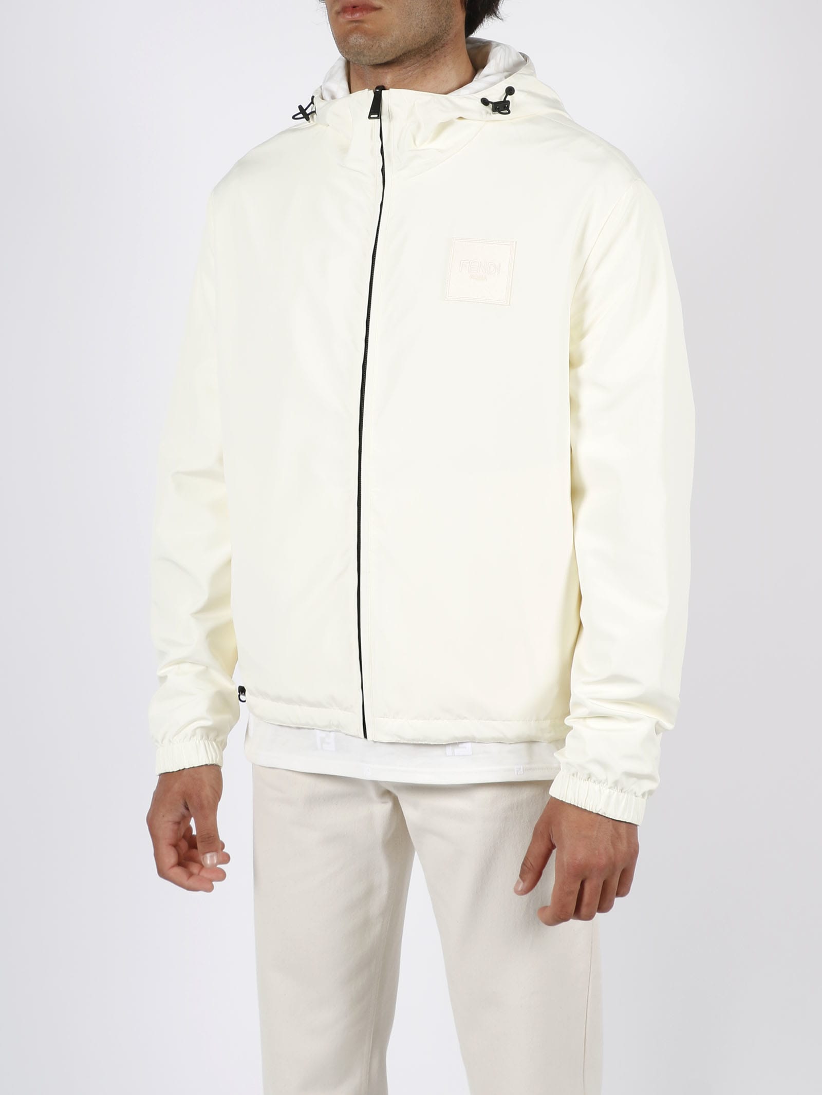 Shop Fendi Nylon Jacket In White