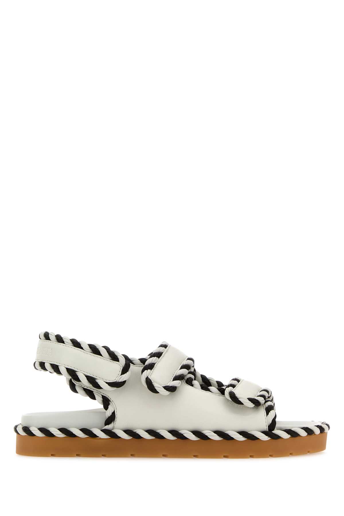 Bottega Veneta Two-tone Nappa Leather Jack Sandals In Whitecognac