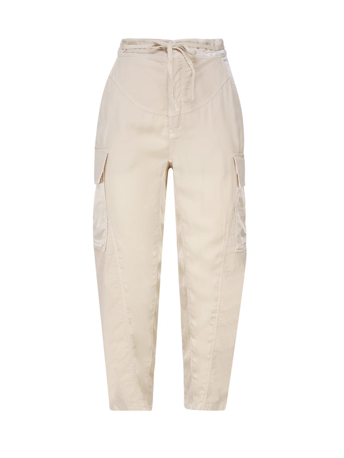 Shop Pinko High-waisted Cargo Pants In Oat