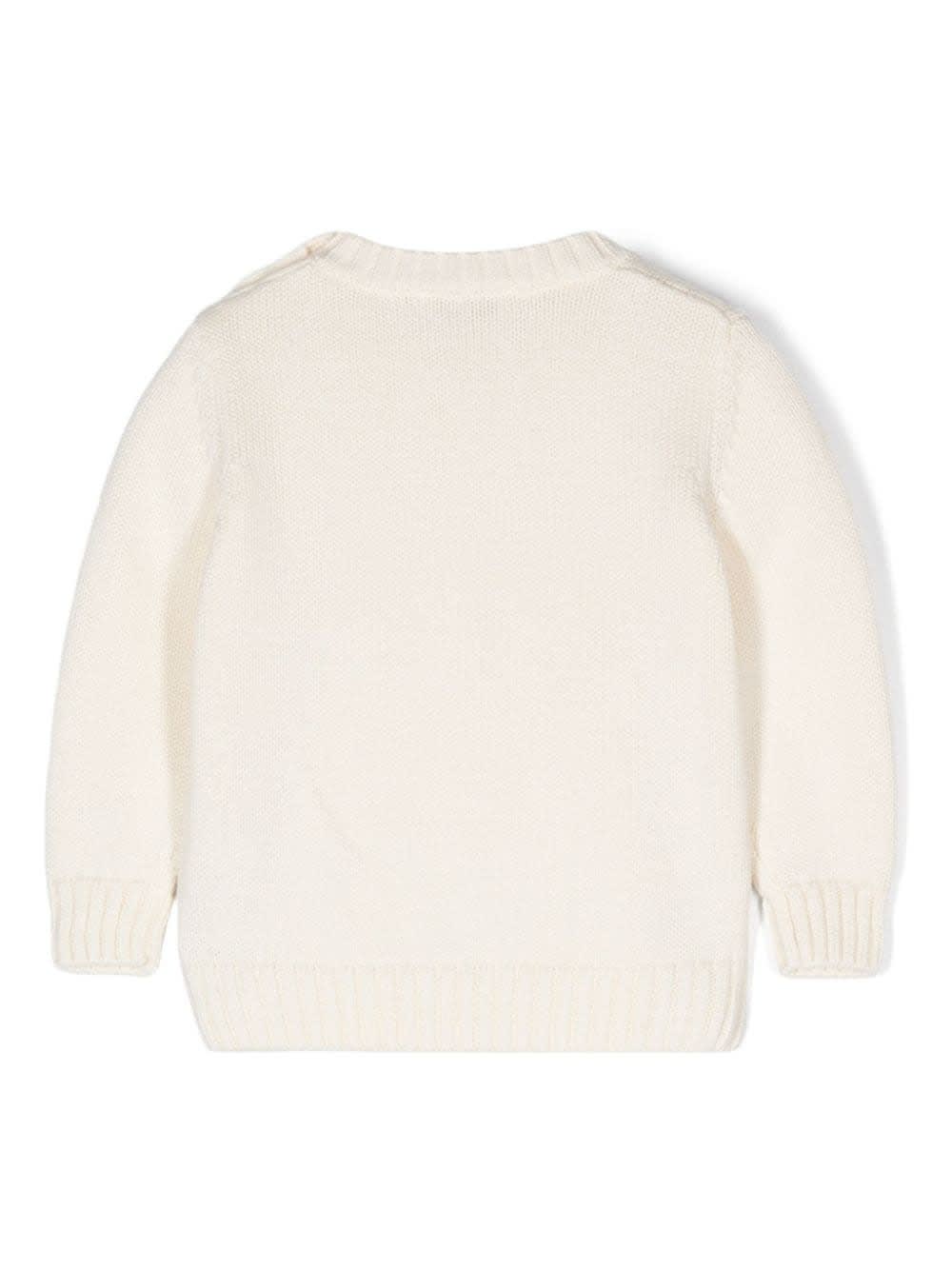 Shop Il Gufo White Sweater With Bear