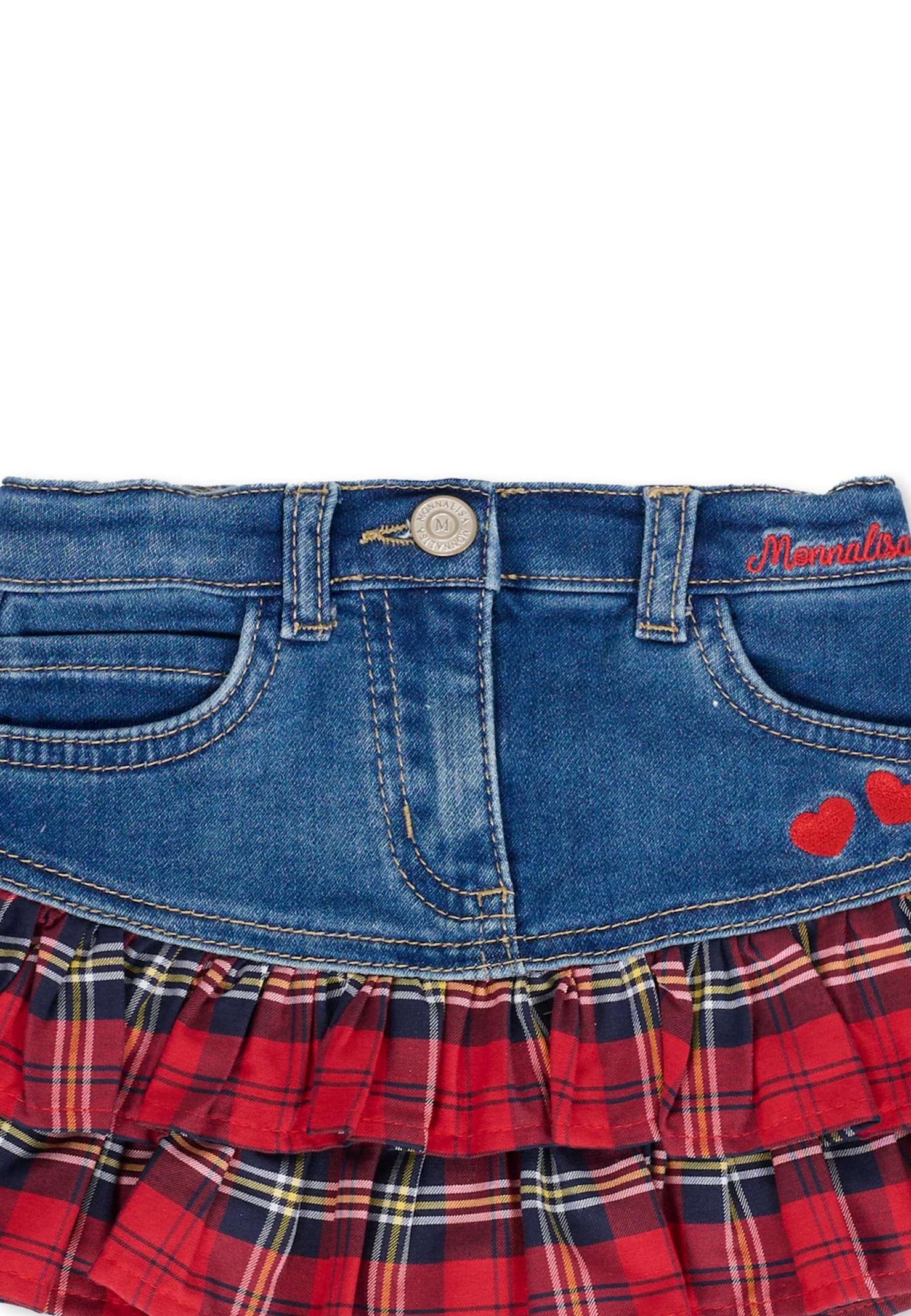 Monnalisa Blue Skirt For Baby Girl With Logo In Blue