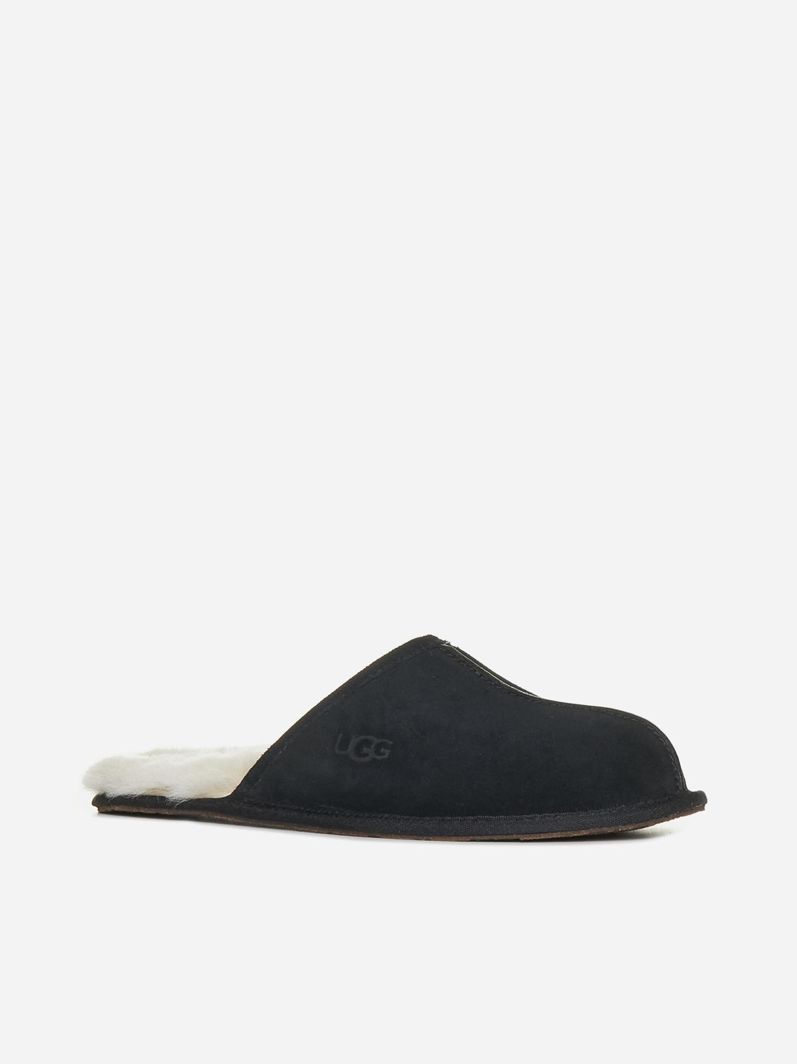 Ugg Mens Cushioned Footbed Suede Slide Slippers In Black