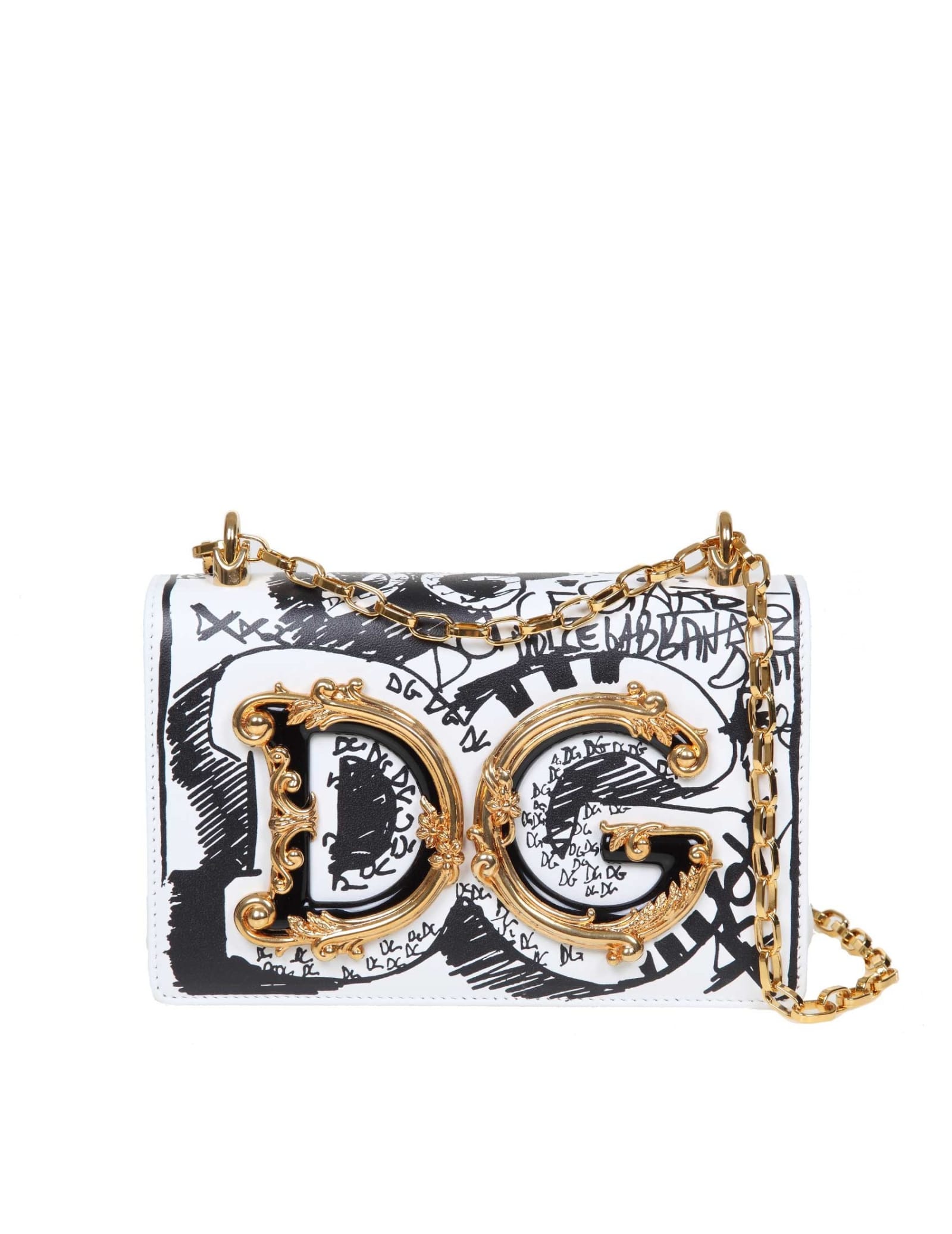 Dolce & Gabbana Dg Girls Shoulder Bag In Nappa With Writing Print