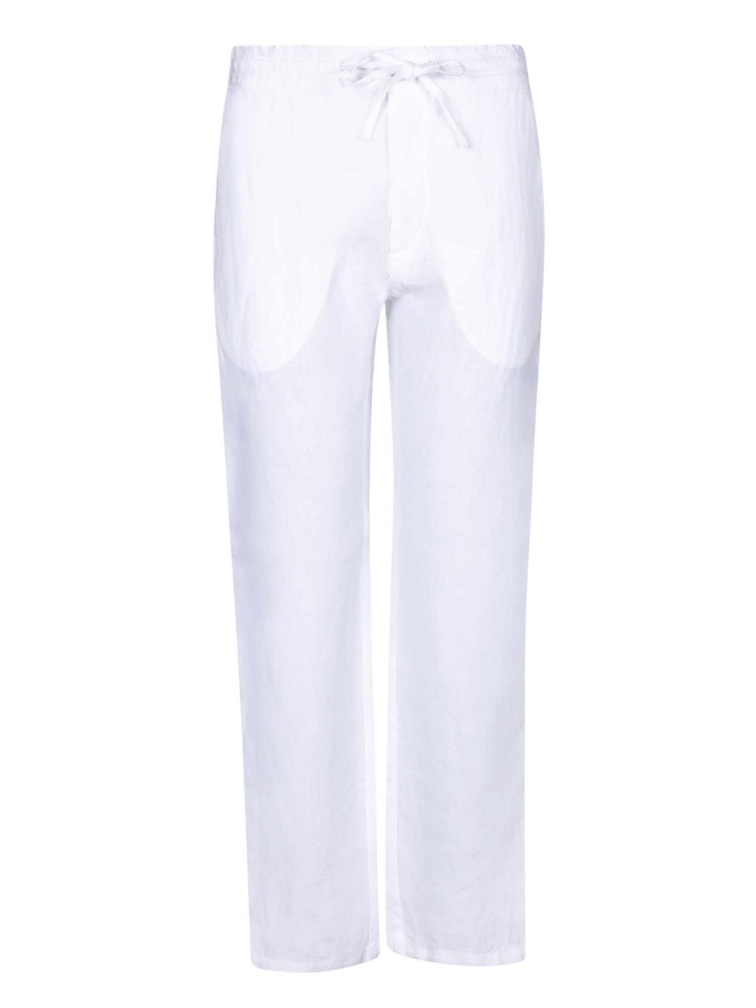 Shop 120% Lino White Linen Drawstring Trousers