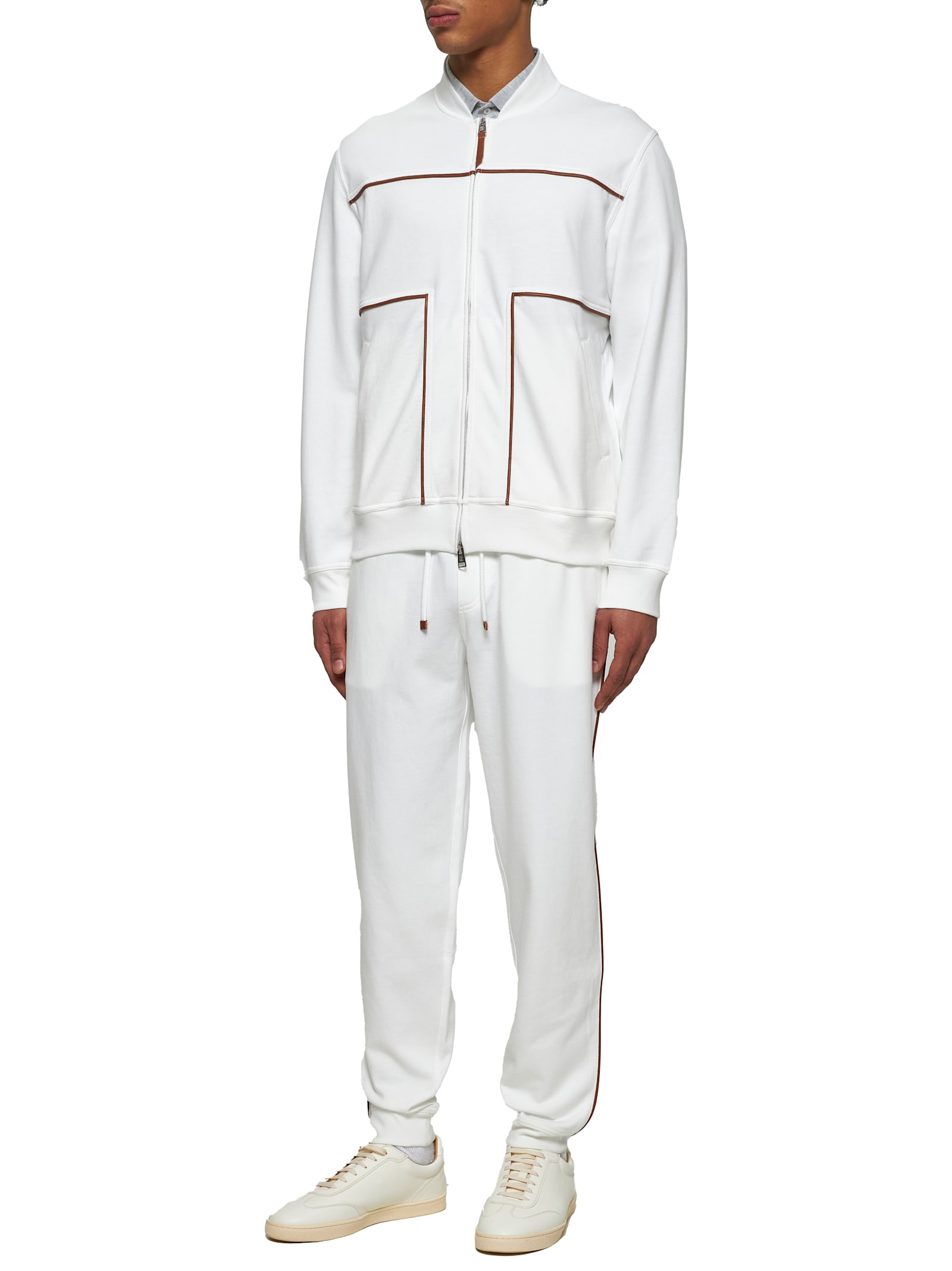 Brunello Cucinelli Piped-trim Sweatpants In Beige