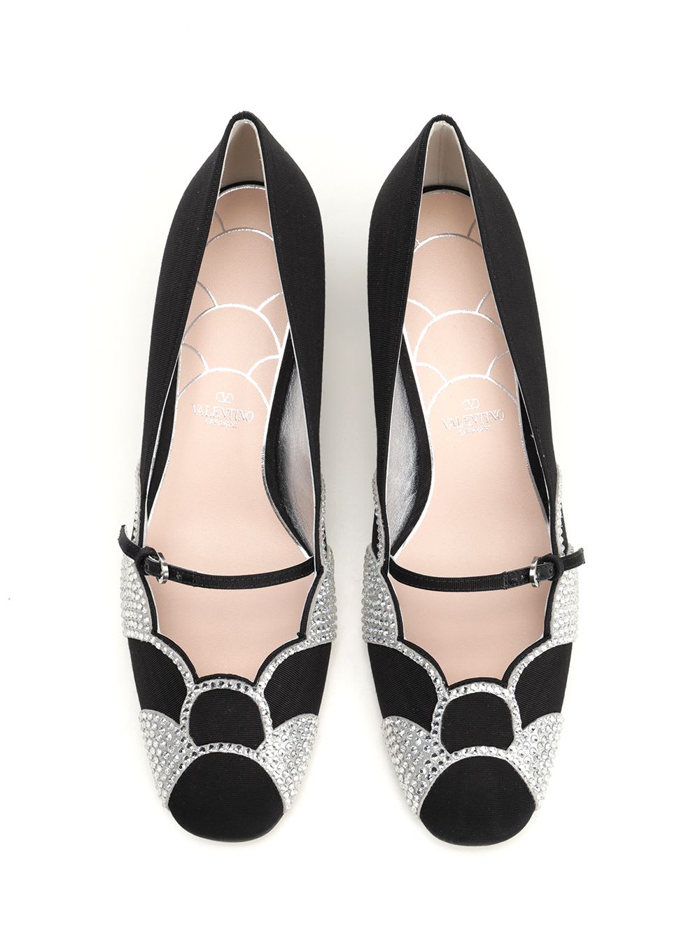 Valentino Garavani Women Black Fabric Bowow Pumps In Nerosilvershade