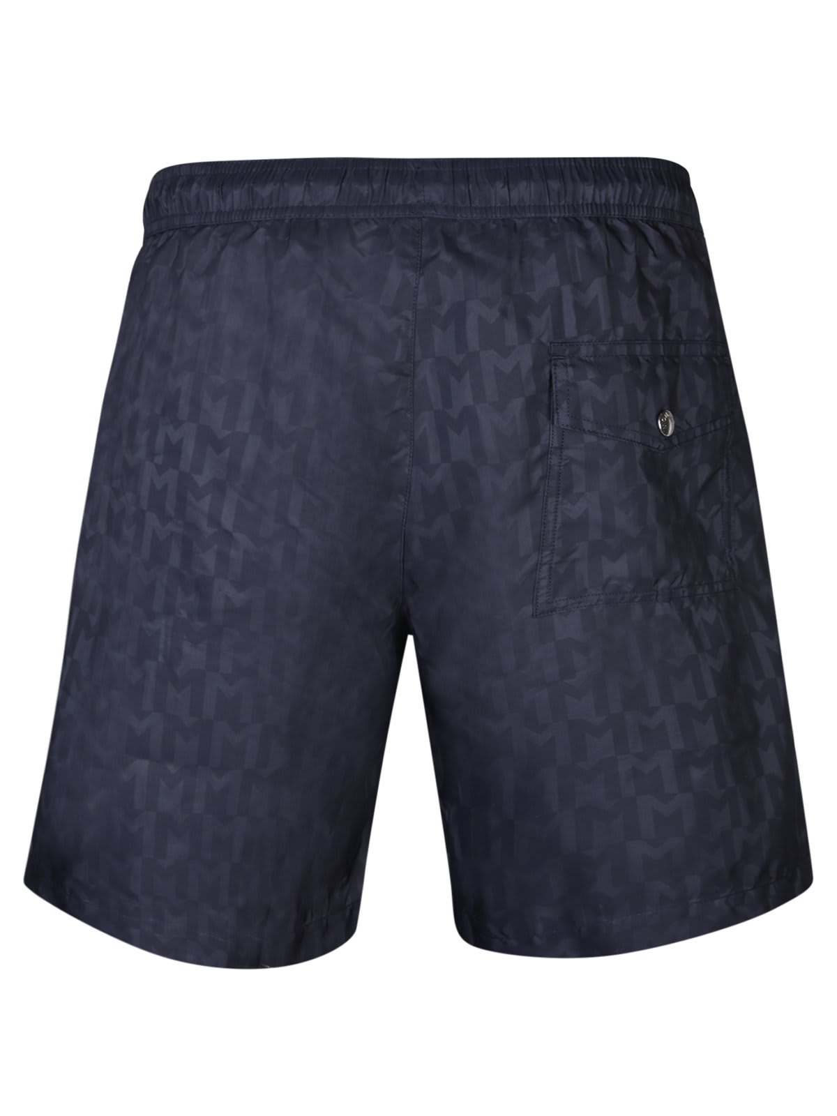 Shop Moncler Logo Patch Drawstring Shorts In Blue