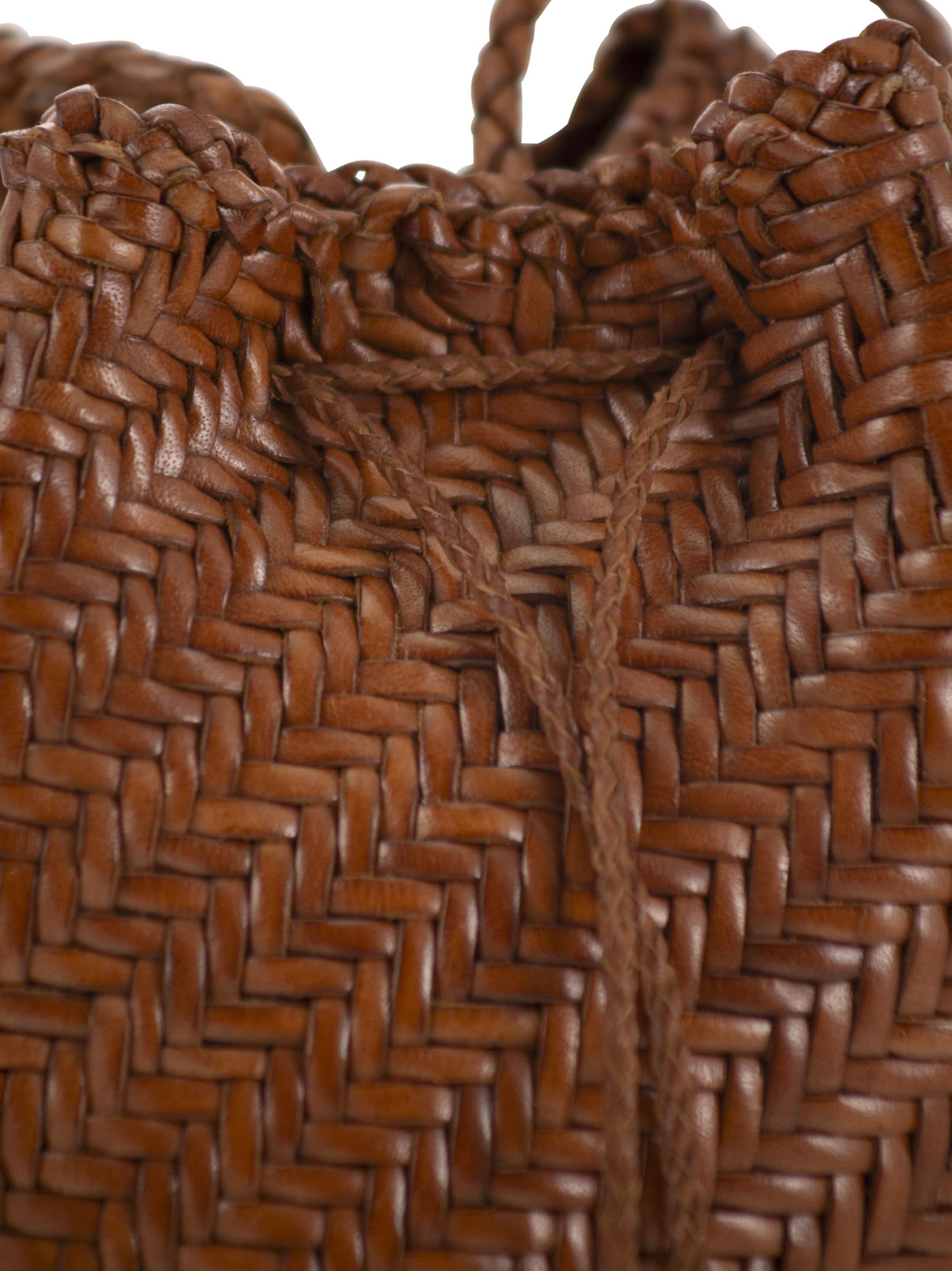 Dragon Diffusion Pompom Double Jump - Bucket Bag With Woven Leather In Brown