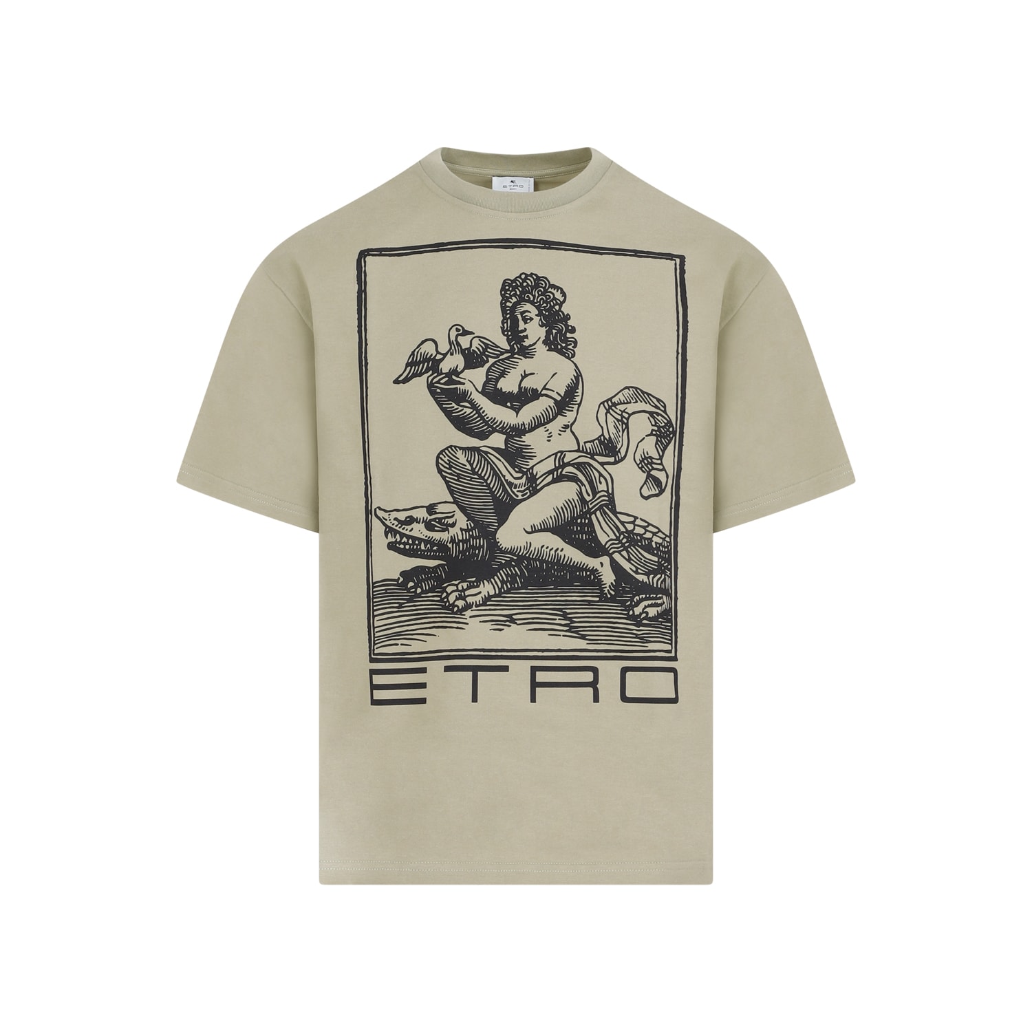 Shop Etro Cotton T-shirt In Stampa Fdo Verde