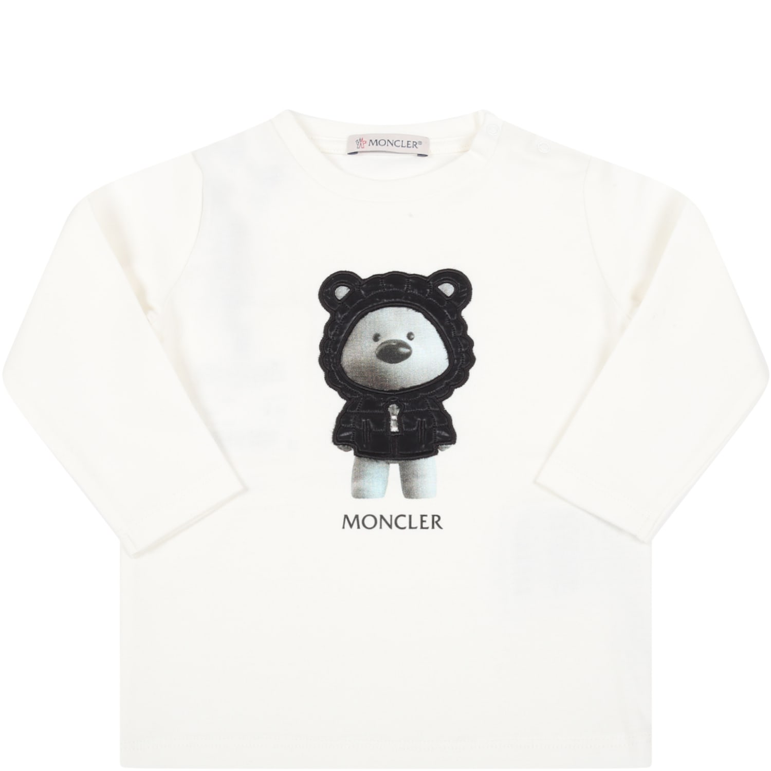Moncler White T-shirt For Baby Kids With Bear