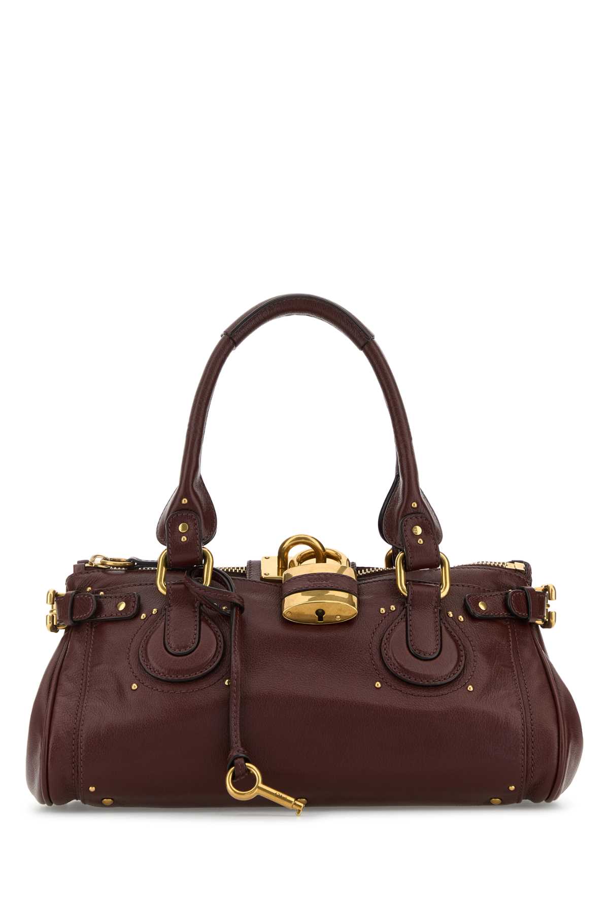 Chloé Chocolate Leather Paddington Shoulder Bag In Burgundy