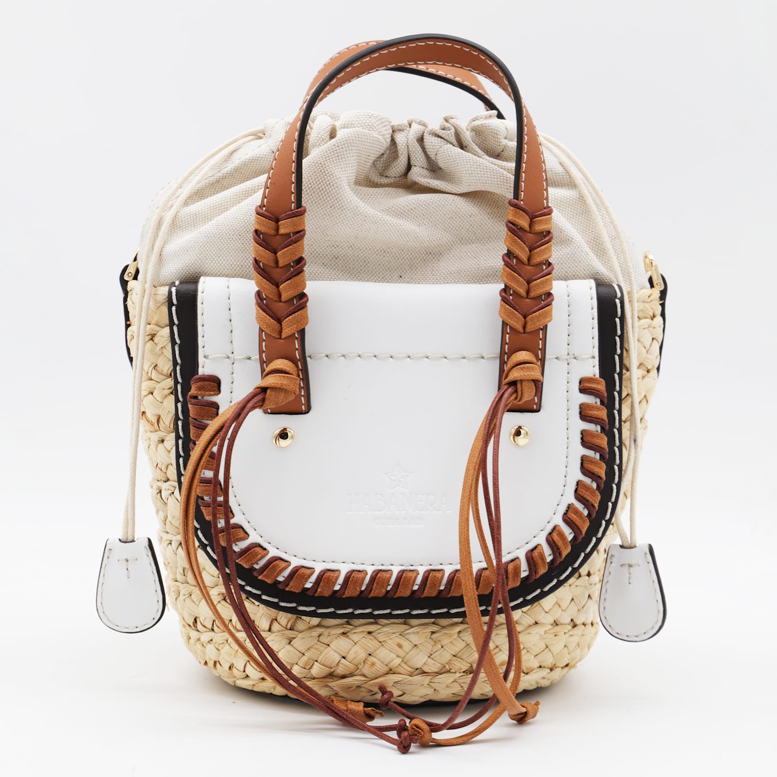 White Leather Habanera Satchels Bag