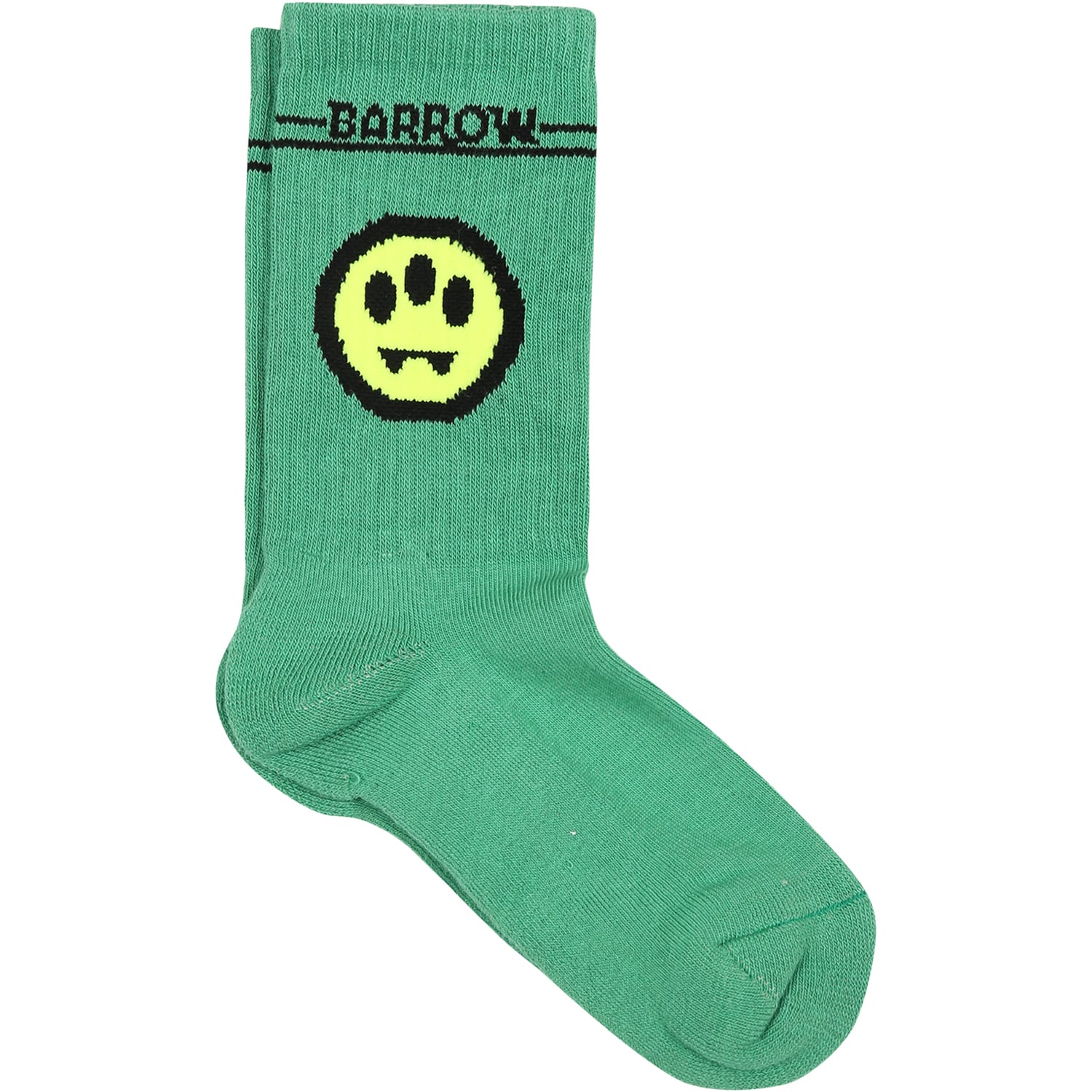 Shop Barrow Green Socks For Kids With Logo And Smiley In Verde