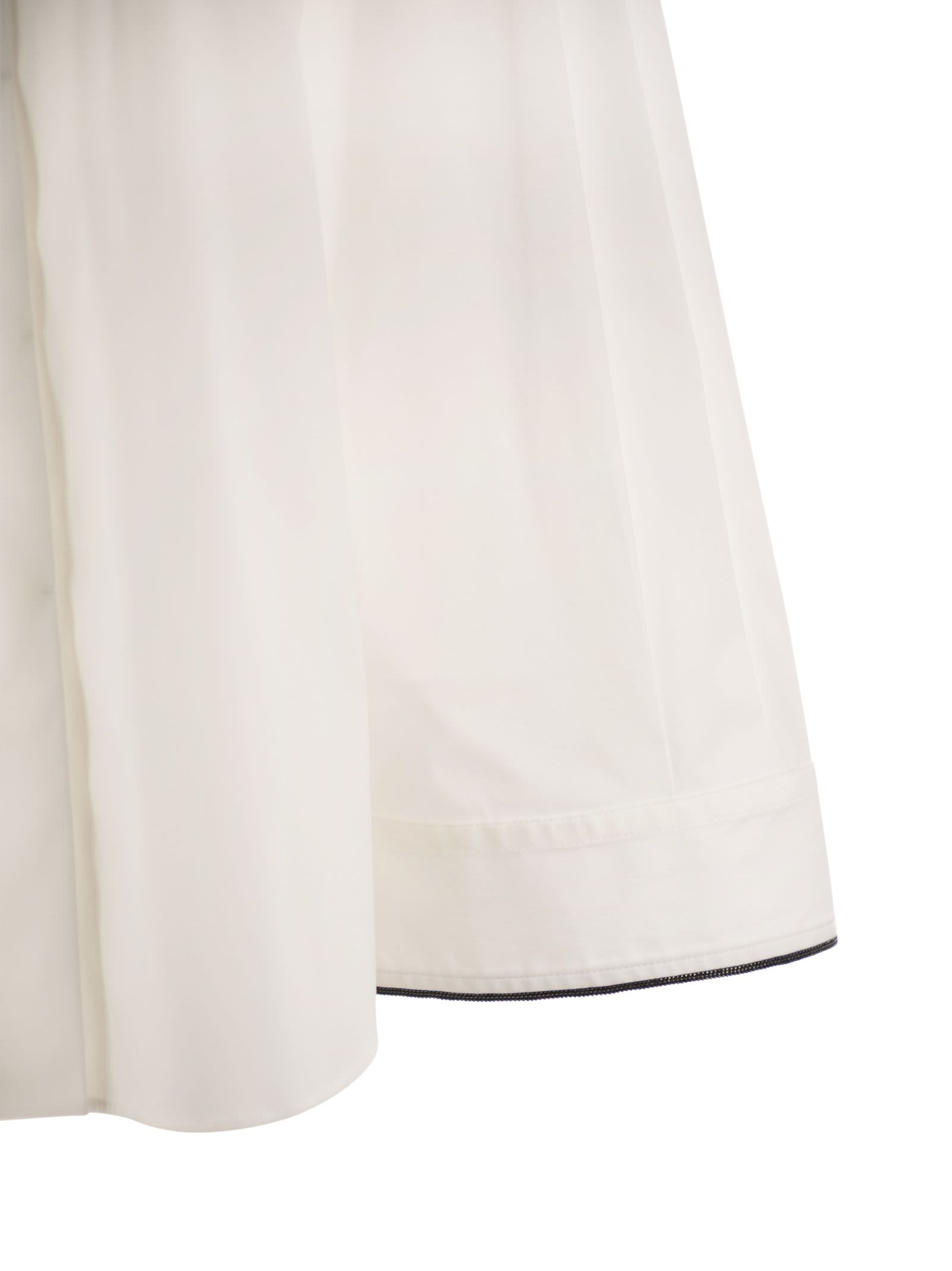 Shop Brunello Cucinelli Stretch Cotton Poplin Shirt With Shiny Cuff Details In White