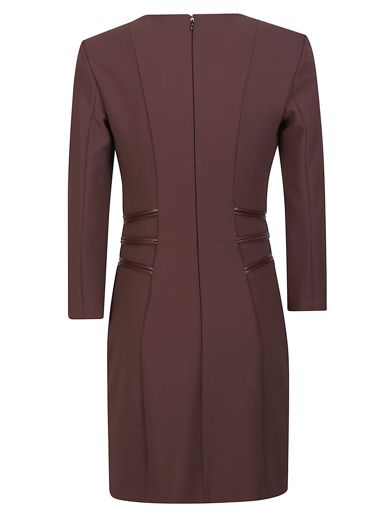 Elisabetta Franchi Merlot Midi Dress With Zipper Detailing In Brown