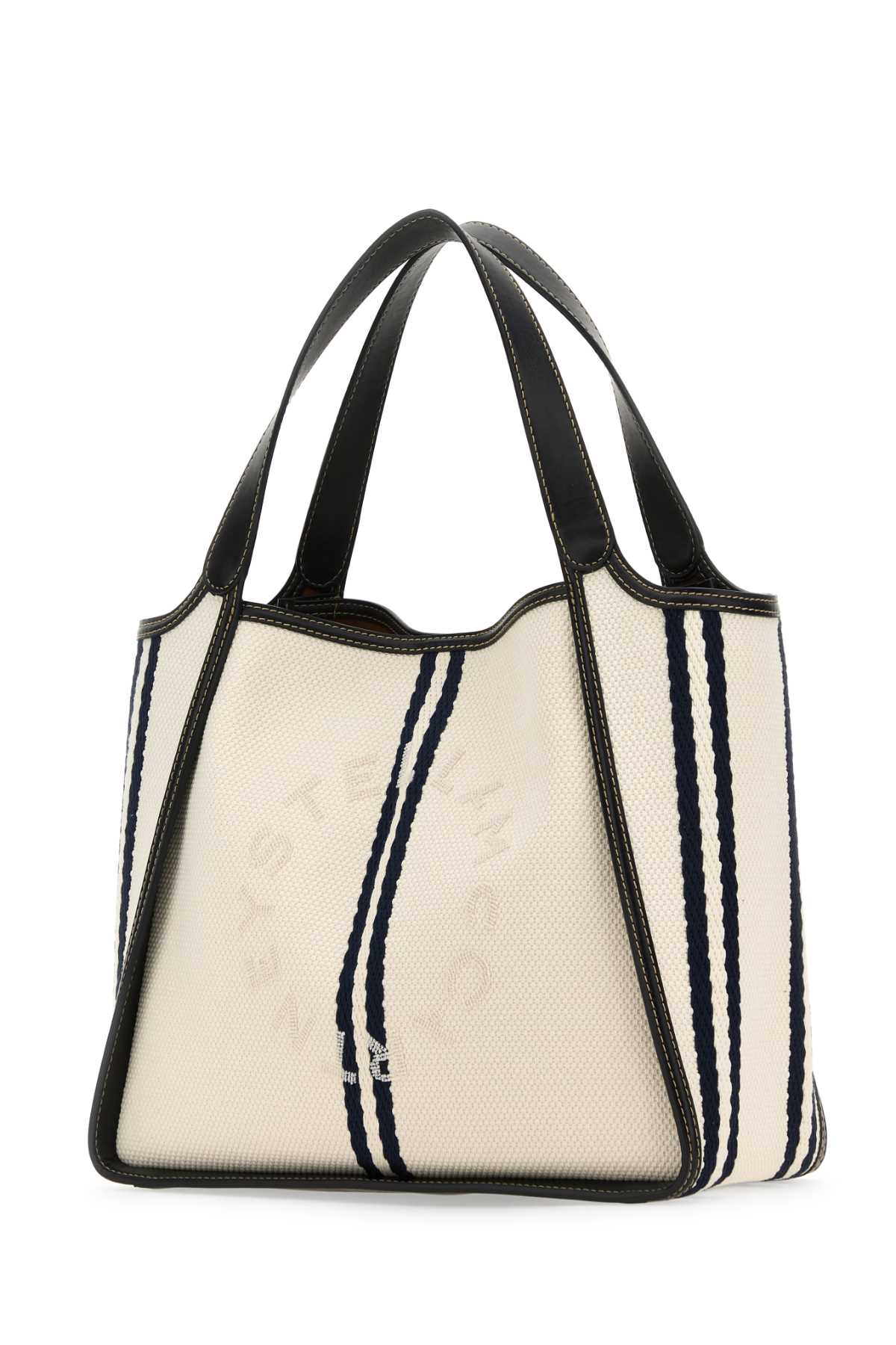 Stella Mccartney Ivory Canvas Ryder Shopping Bag In Whiteink