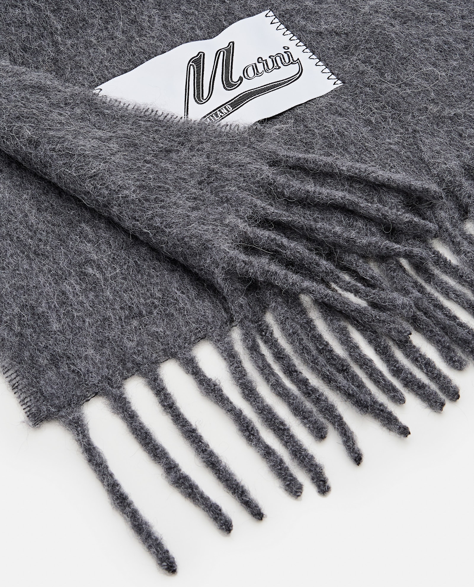 Shop Marni Brushed Alpaca Scarf In Grey