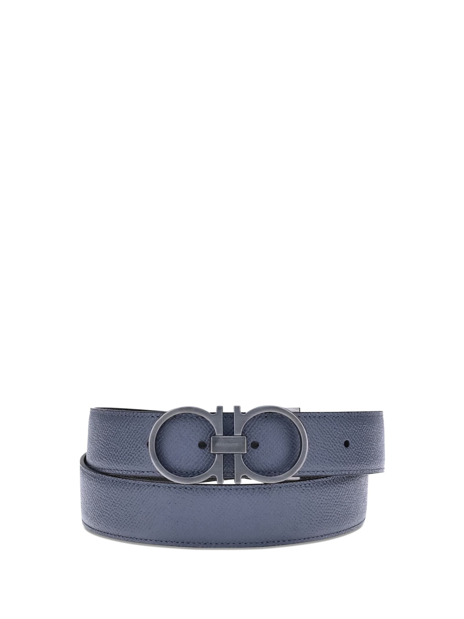 Ferragamo Leather Reversible Belt In Blue