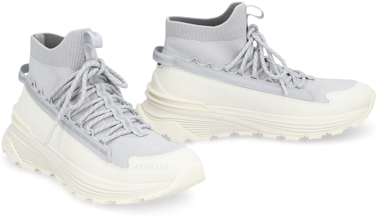 Shop Moncler Monte Runner Glitter High-top Sneakers In Silver