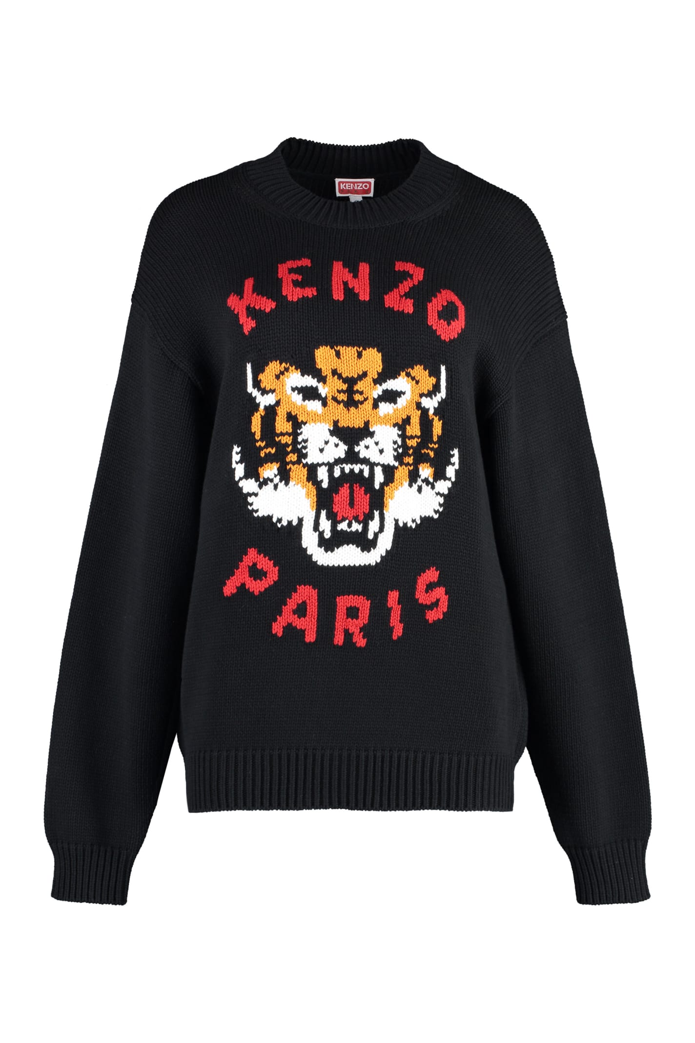 Kenzo Cotton Blend Crew-neck Sweater In Black