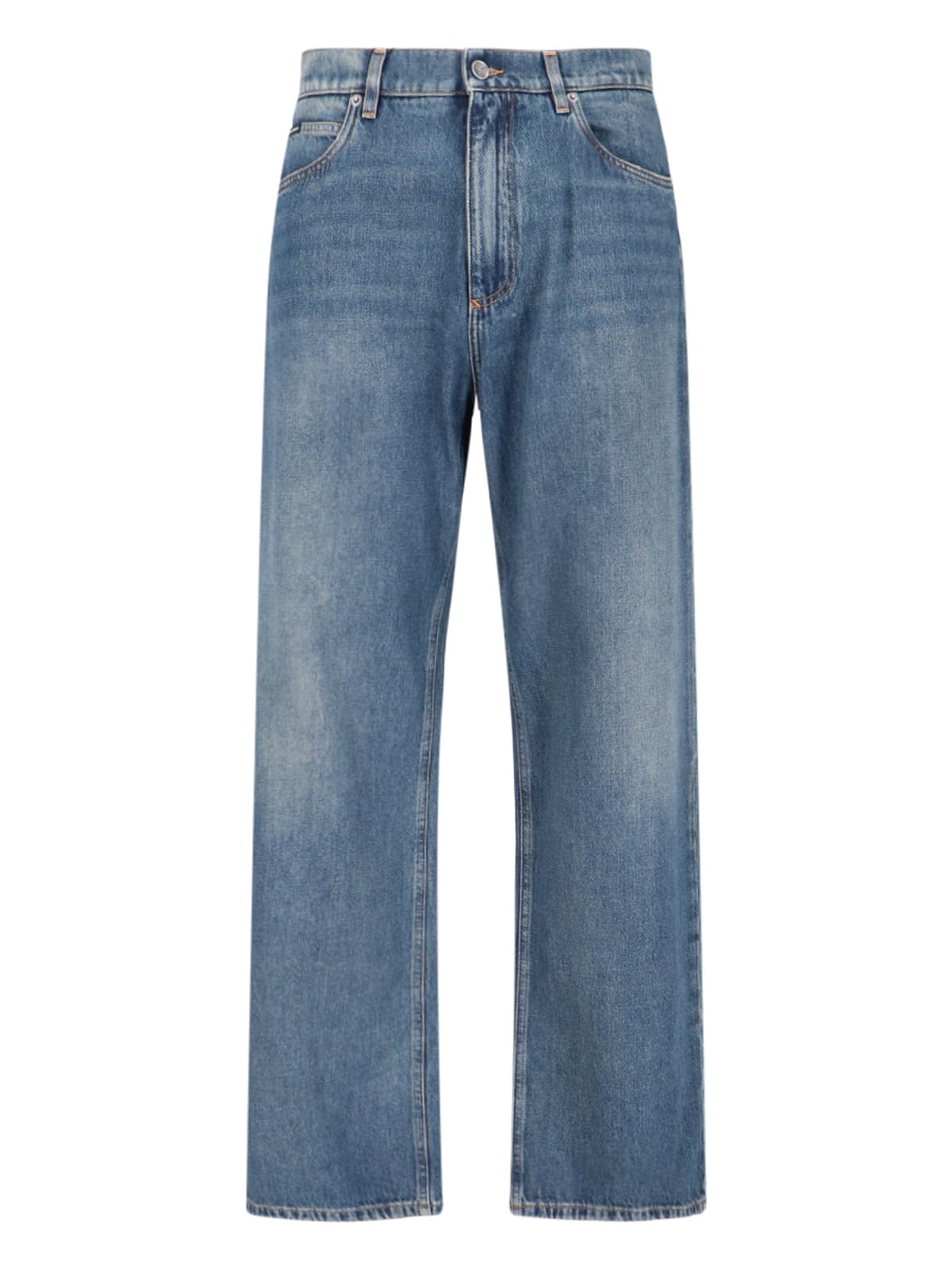 Shop Dolce & Gabbana Logo Wide Jeans In Blue