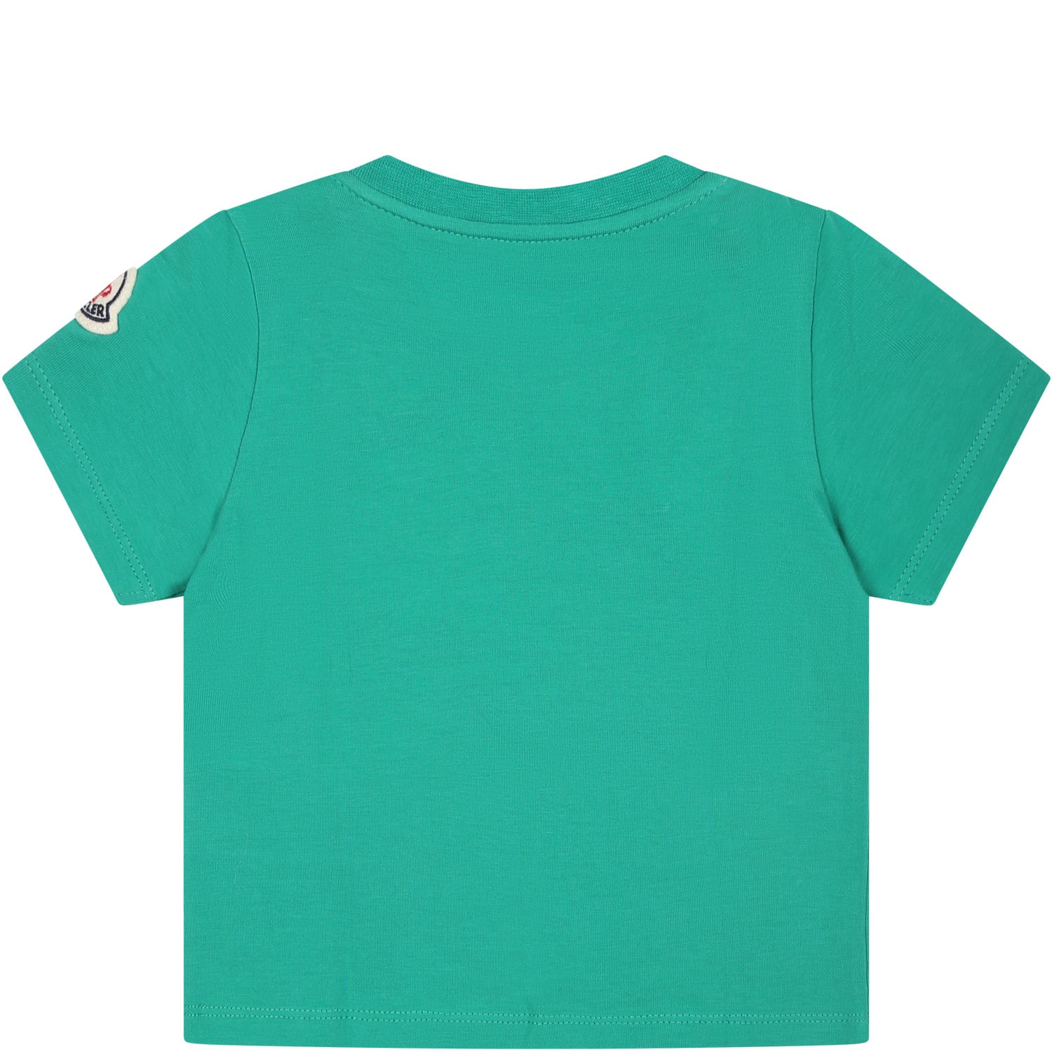 Shop Moncler Green T-shirt For Baby Boy With Logo