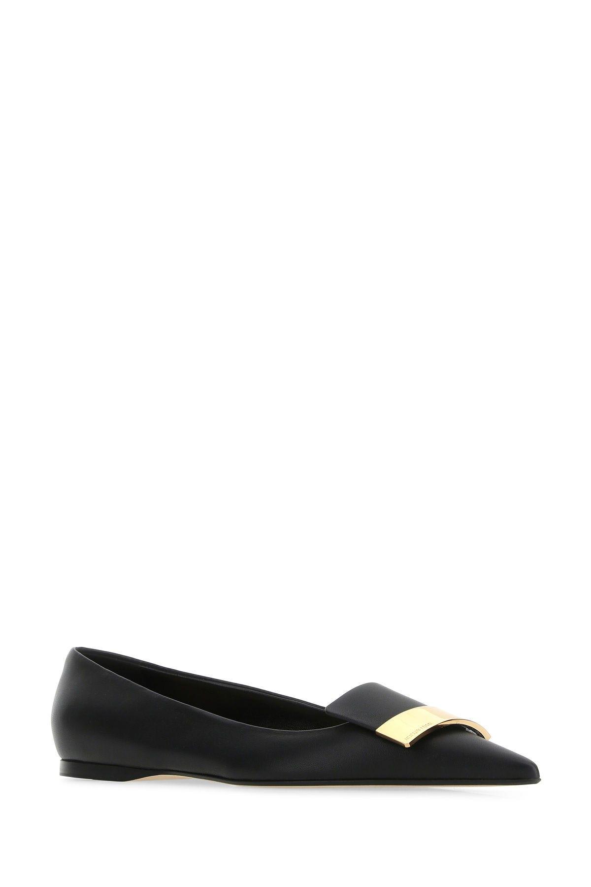 Shop Sergio Rossi Black Nappa Leather Sr1 Ballerinas