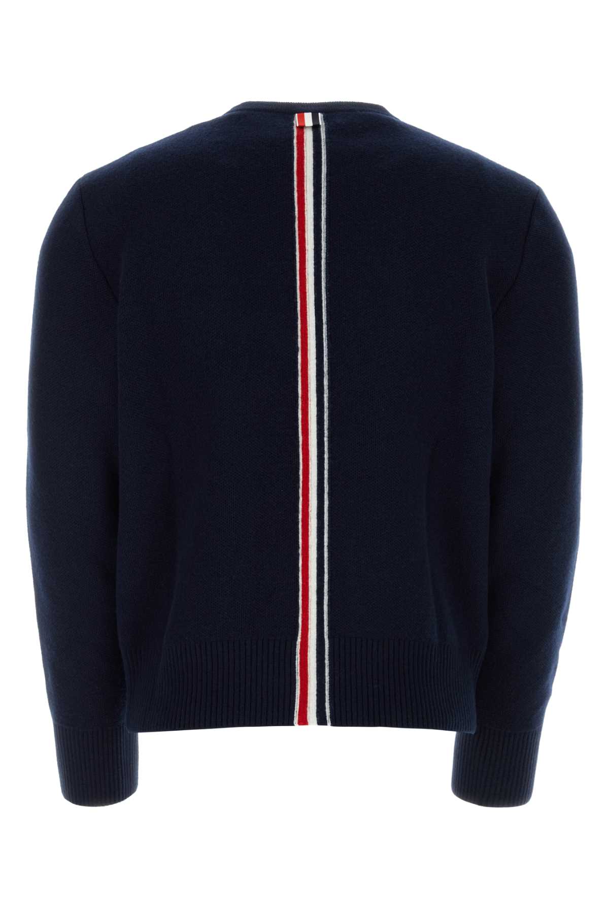 Shop Thom Browne Midnight Blue Wool Sweater In Navy