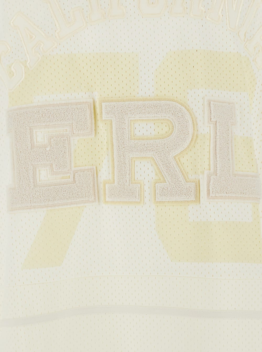 Erl White Long-sleeve T-shirt With V Neck And Maxi Logo On The Front In Tech Fabric Man In Brown
