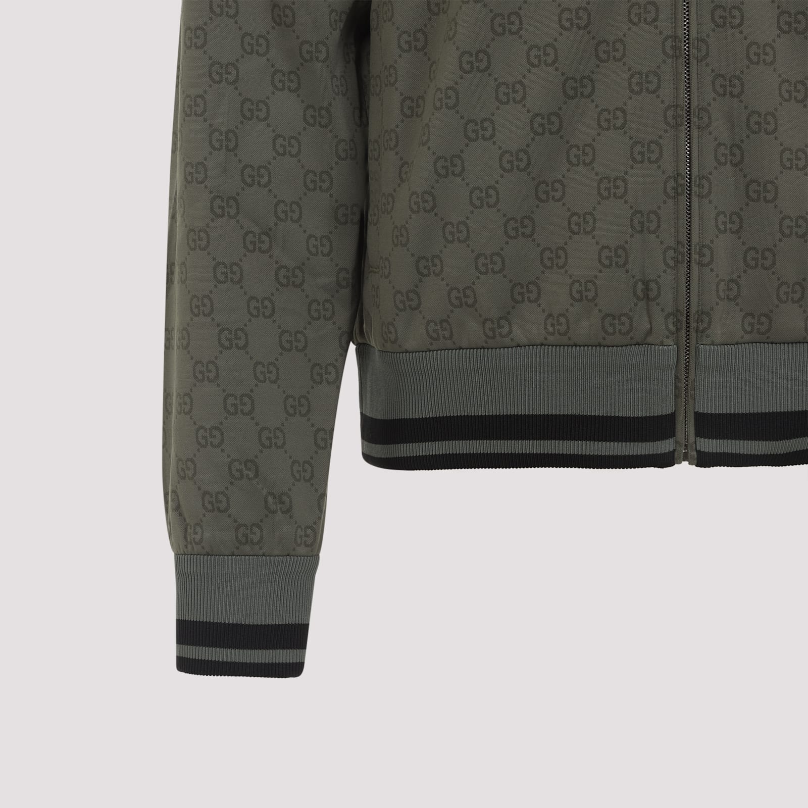 Gucci Mens New Forest Green Monogram-print Striped-trims Woven Jacket Xl In Multi