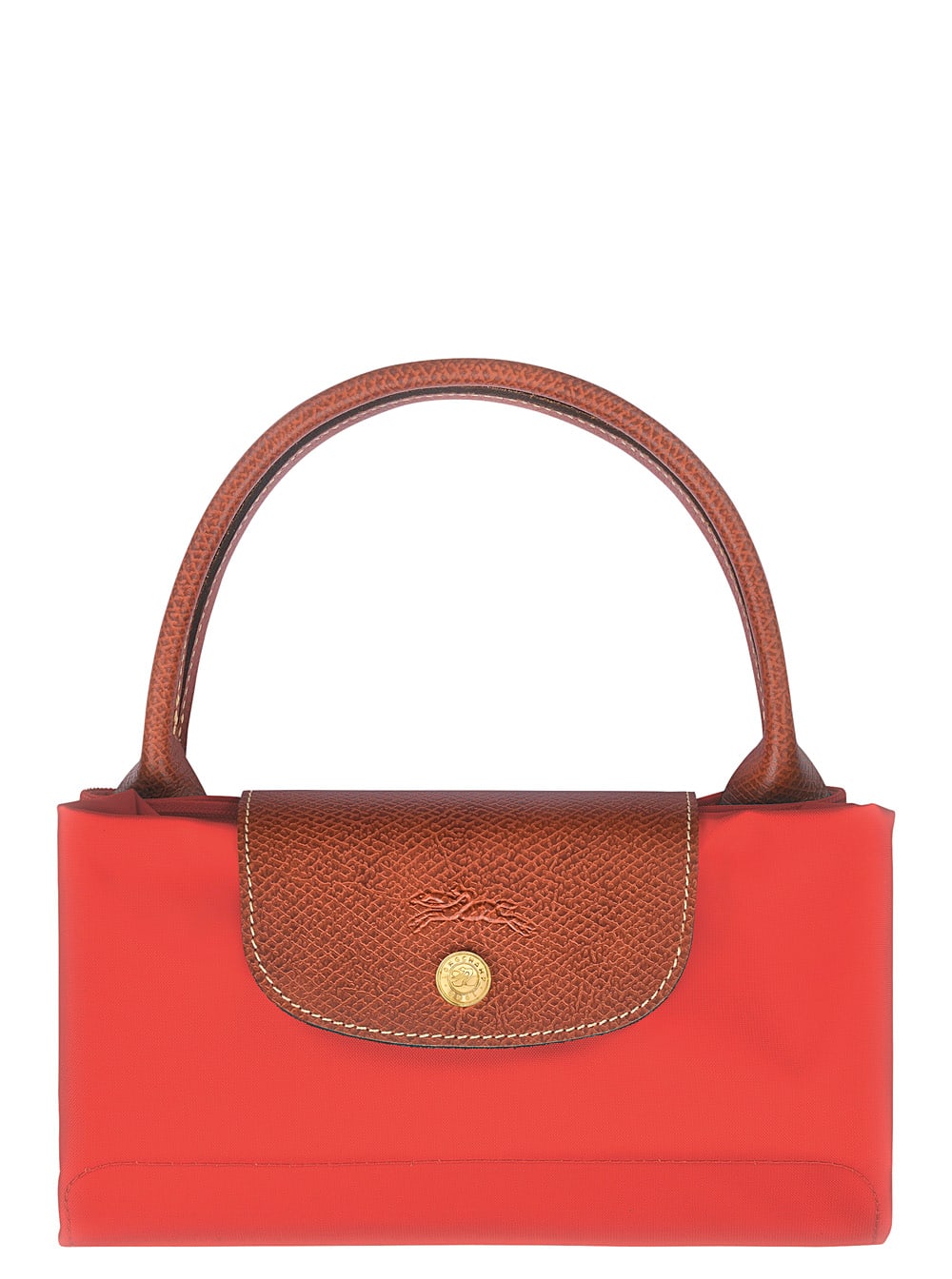 Longchamp 'le Pilage Original' Red Medium Handbag With Embossed Logo On The Front In Red