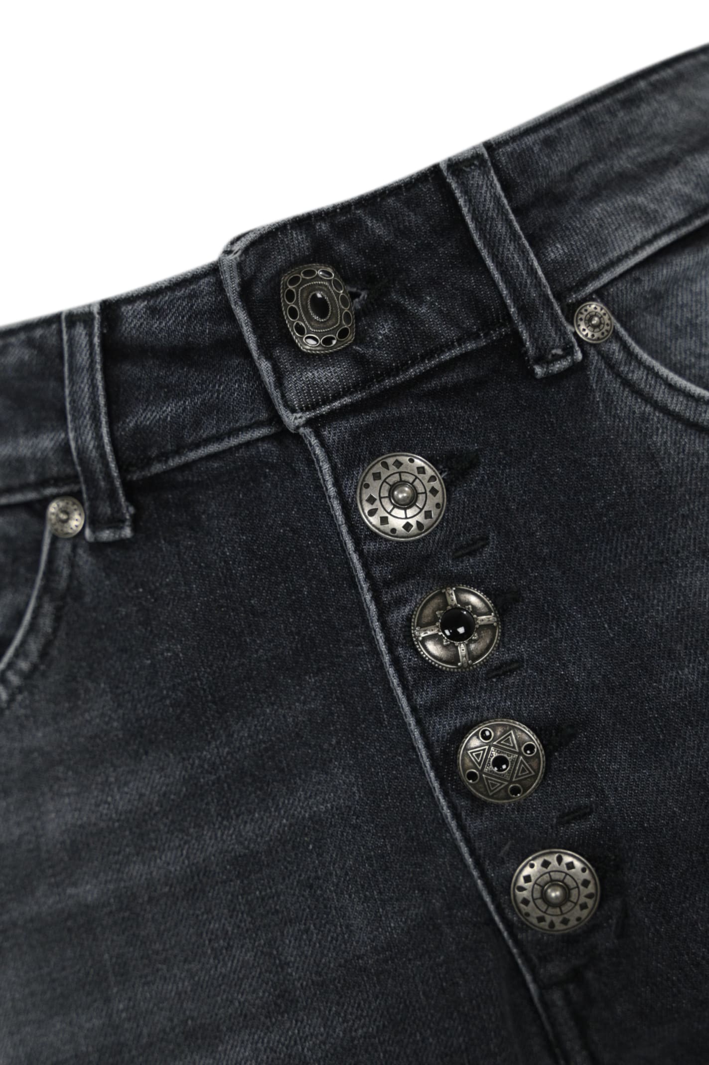 Shop Dondup Koons Loose Jeans With Jewel Buttons In Black