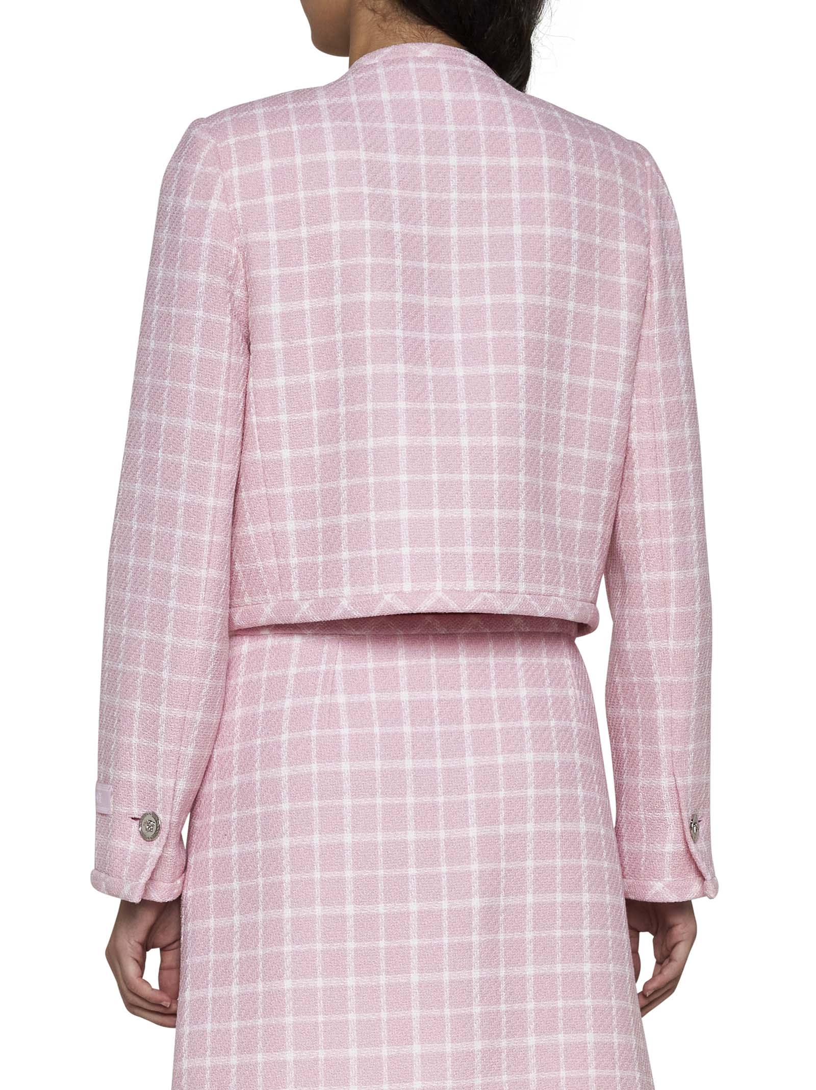 Shop Versace Jacket In Pastel Pink + White