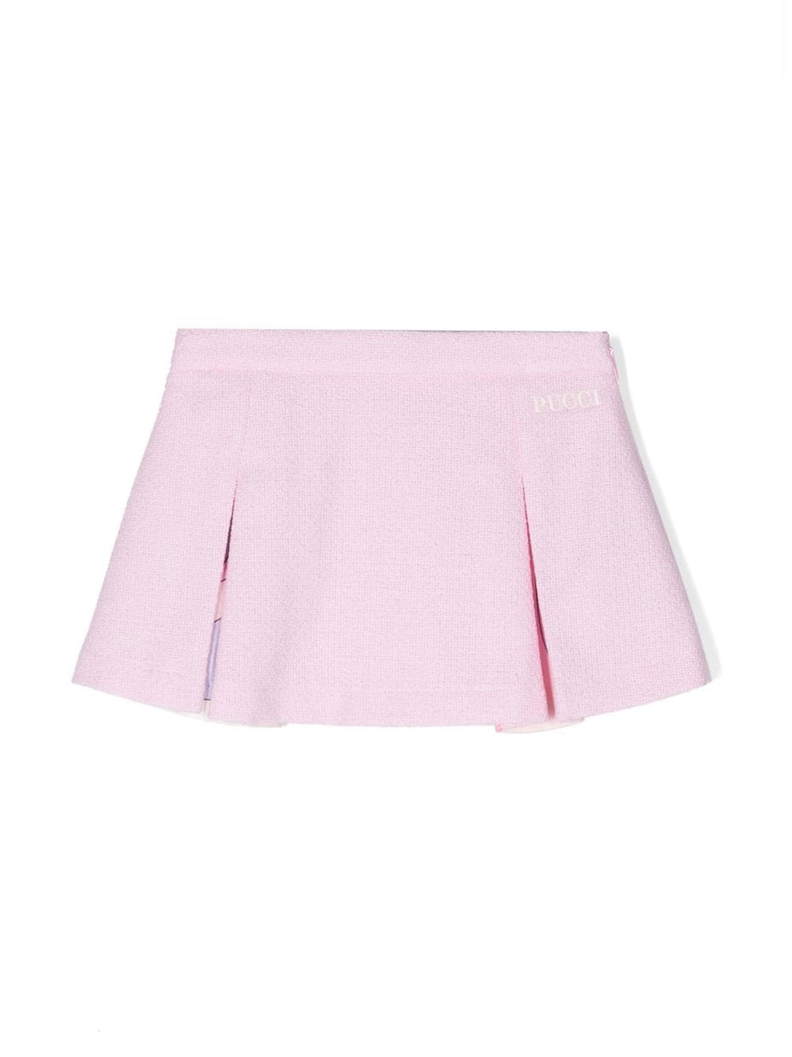 Emilio Pucci Kids' Pink Cotton Skirt In Rosa