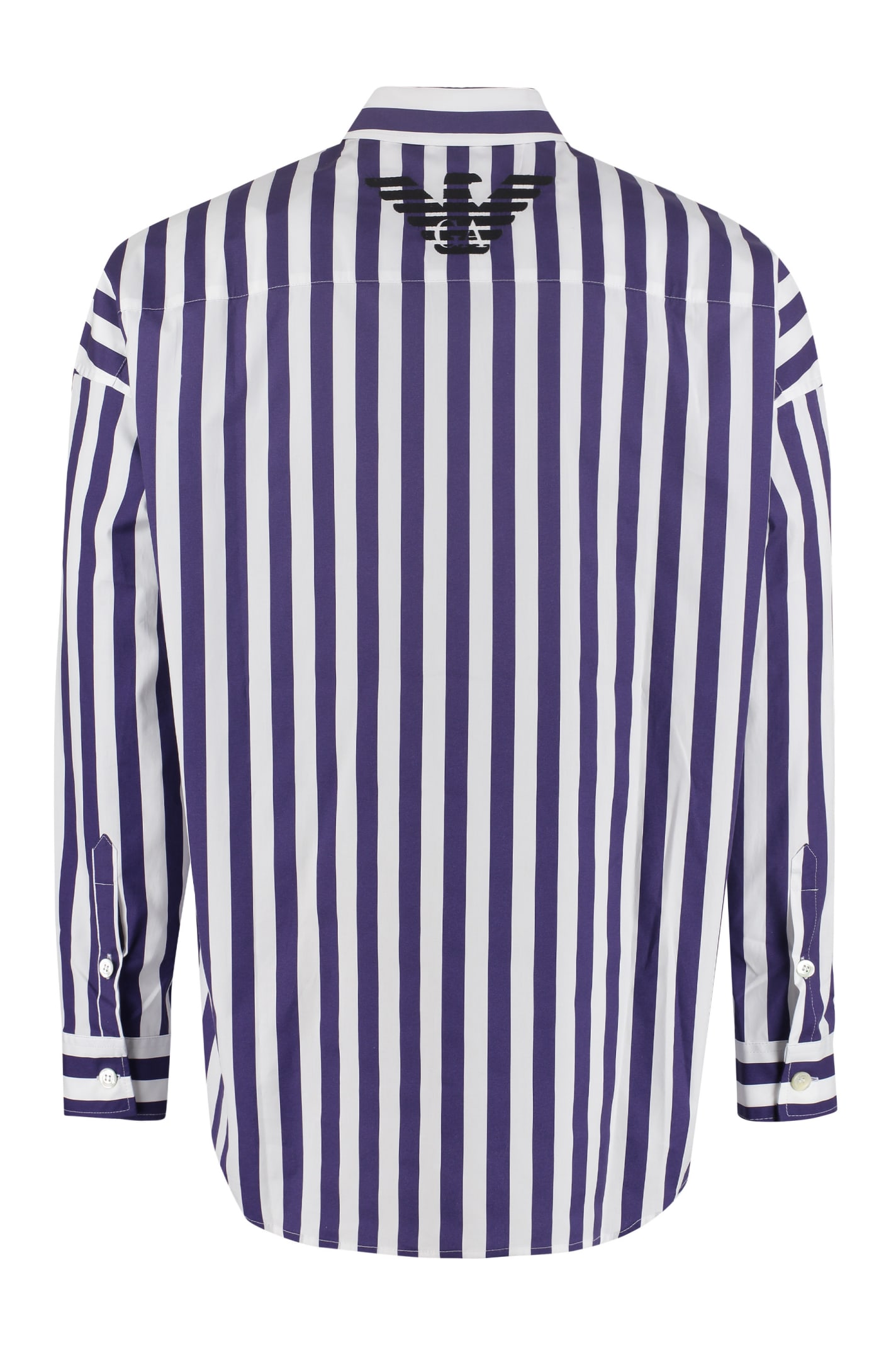 Shop Emporio Armani Sustainability Project - Striped Cotton Shirt In Multicolor